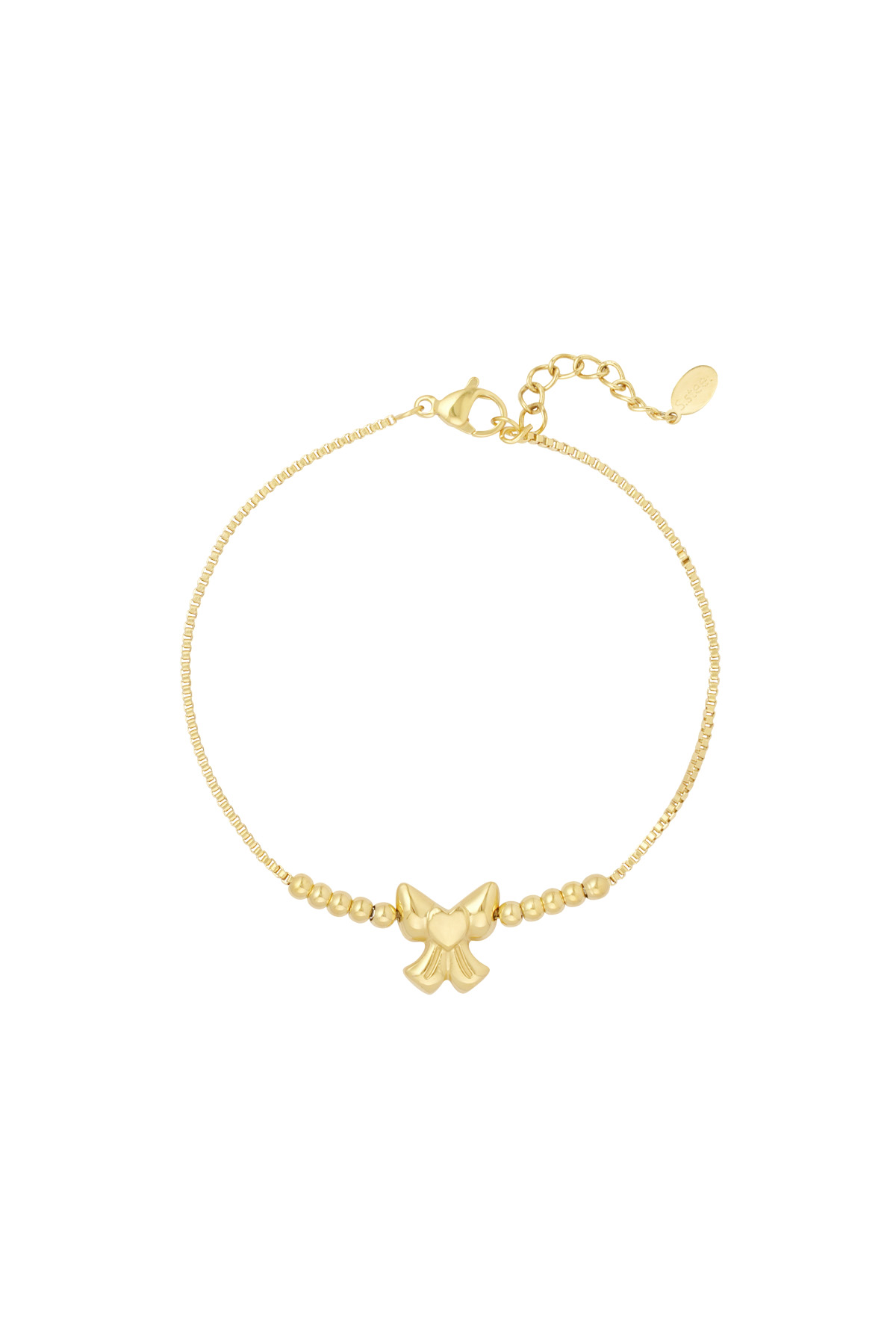 Cute bow with beads bracelet - gold 