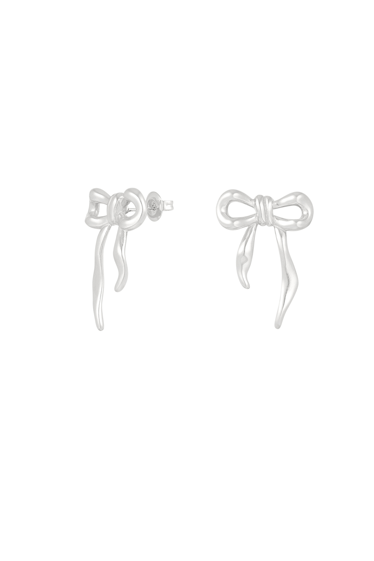 Casual bow earrings - silver  h5 