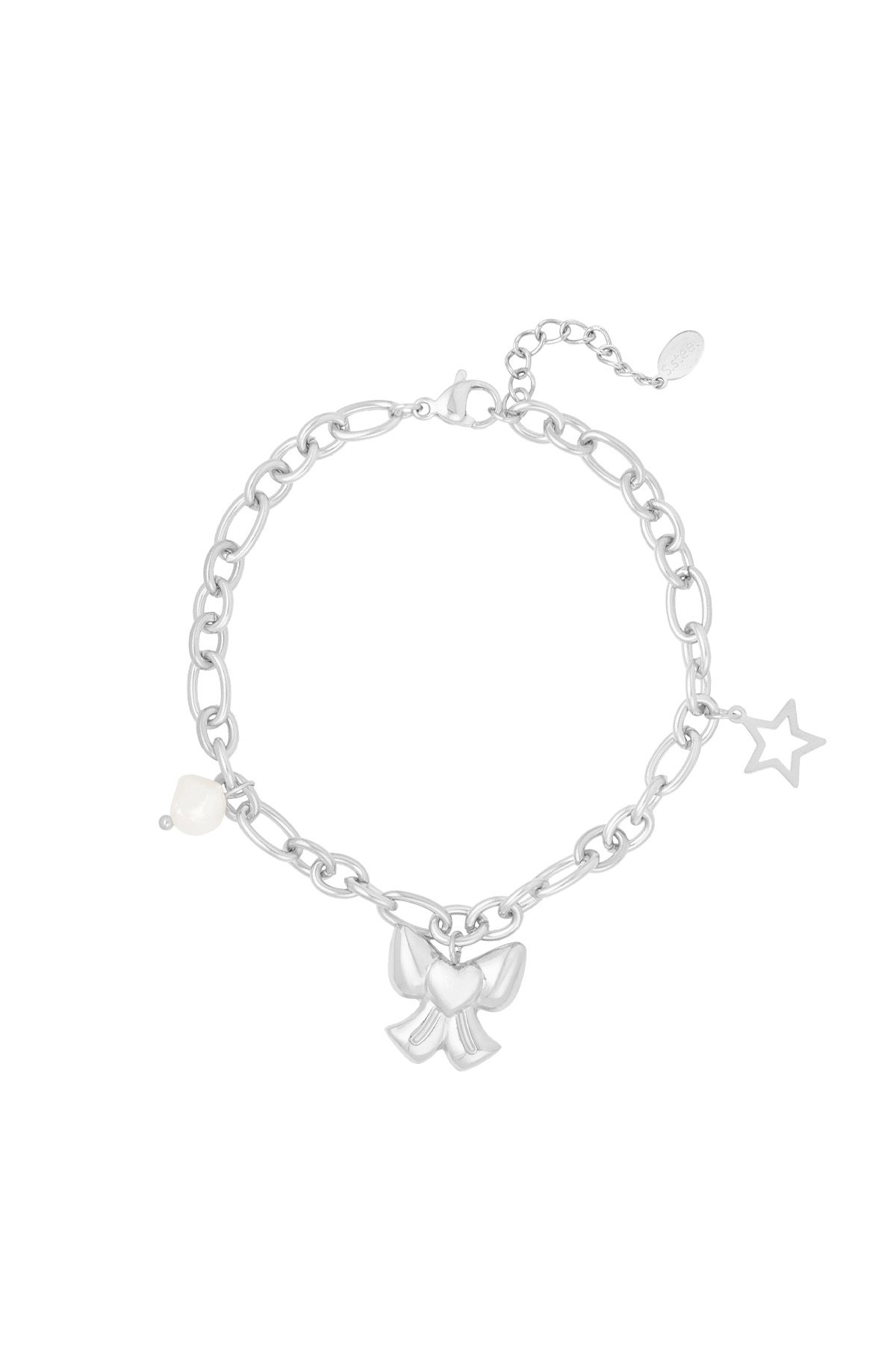 Charm bracelet with bow - silver  h5 