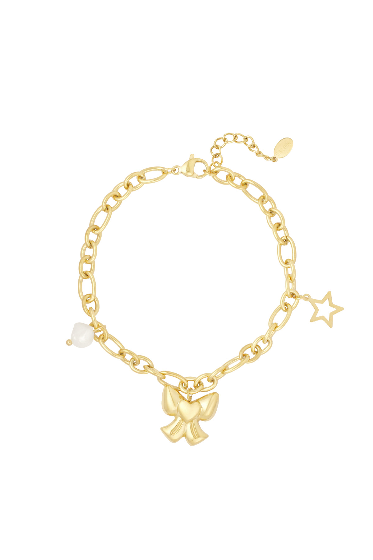 Charm bracelet with bow - gold