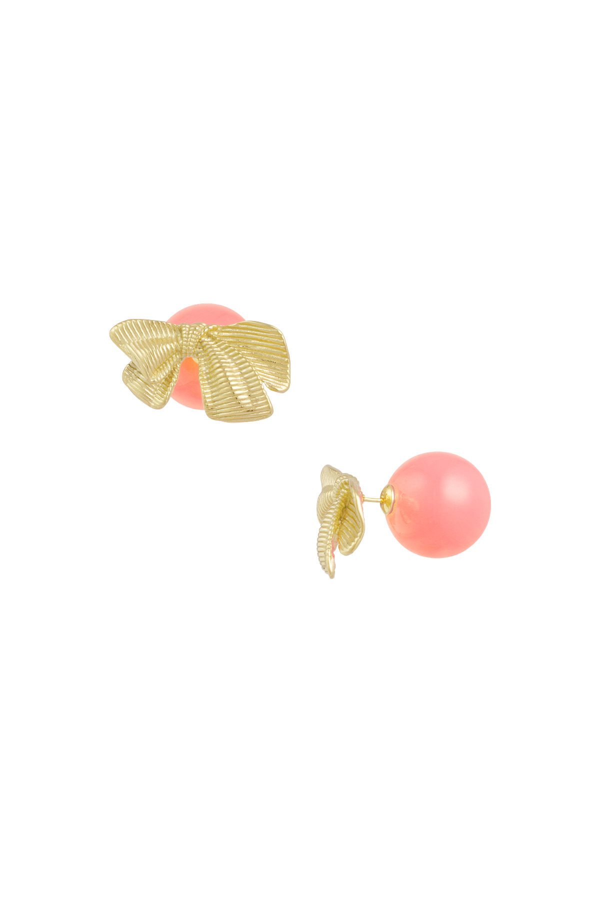 Bow studs earrings color - pink