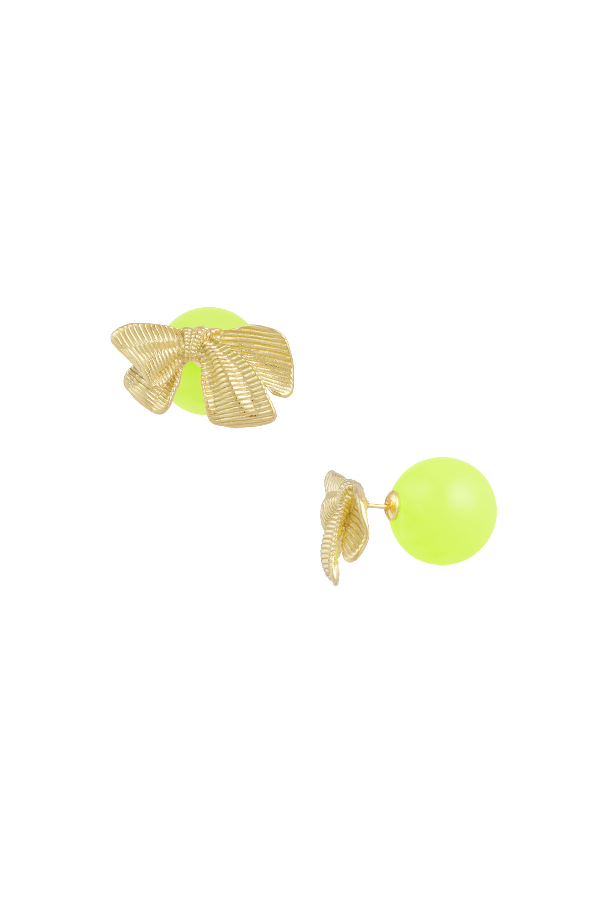 Boucles d'oreilles clous noeud couleur - jaune h5 