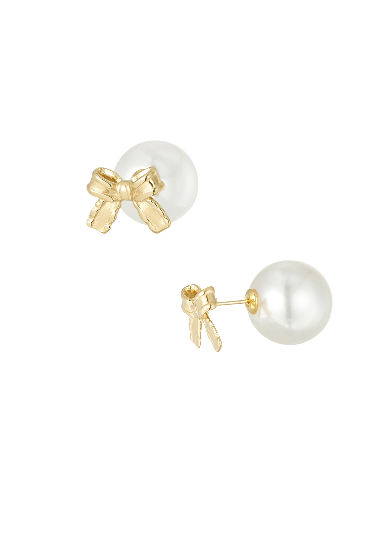 Oorbellen baby boo bow - wit goud h5 