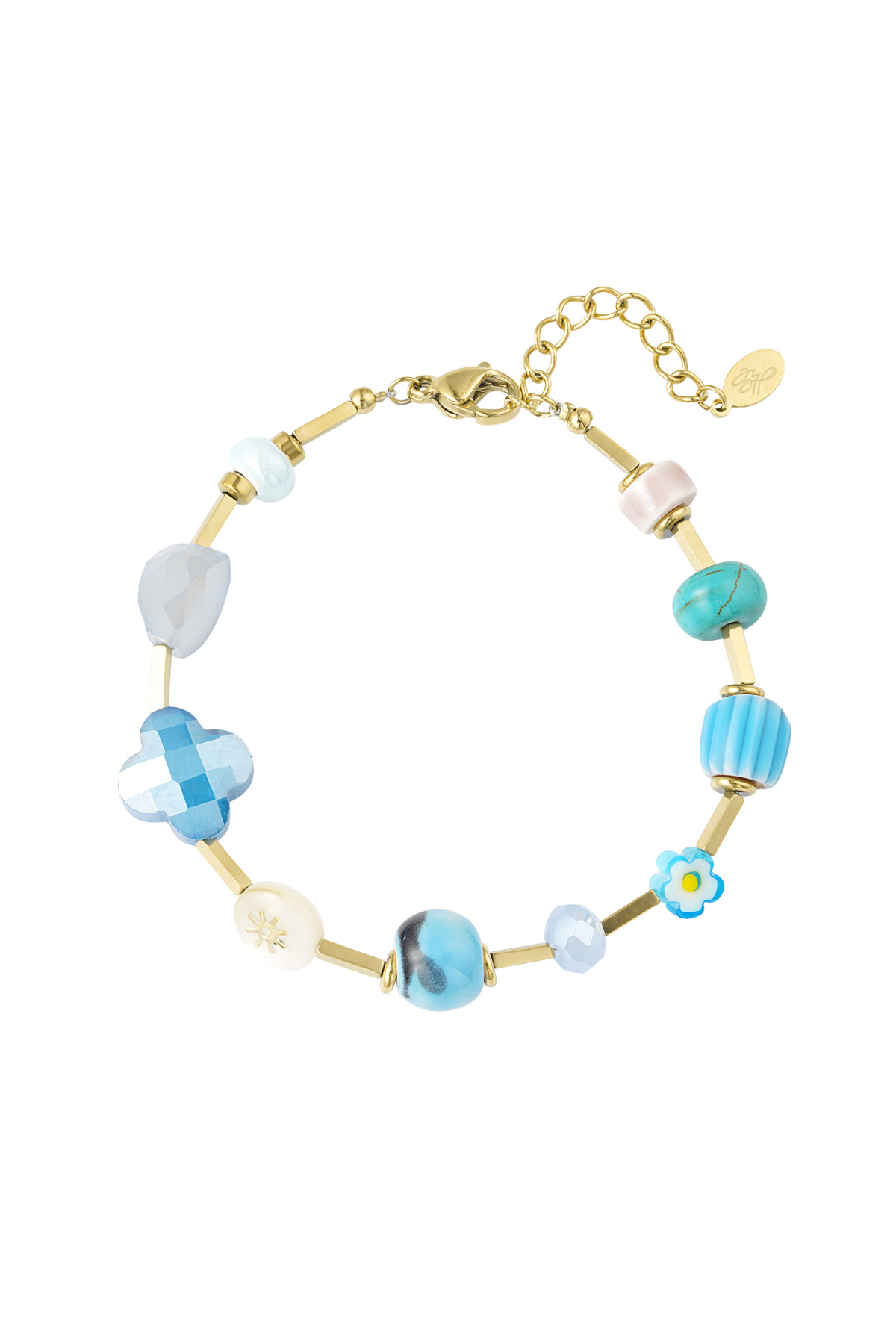 Bracelet charm trésor vintage - or bleu