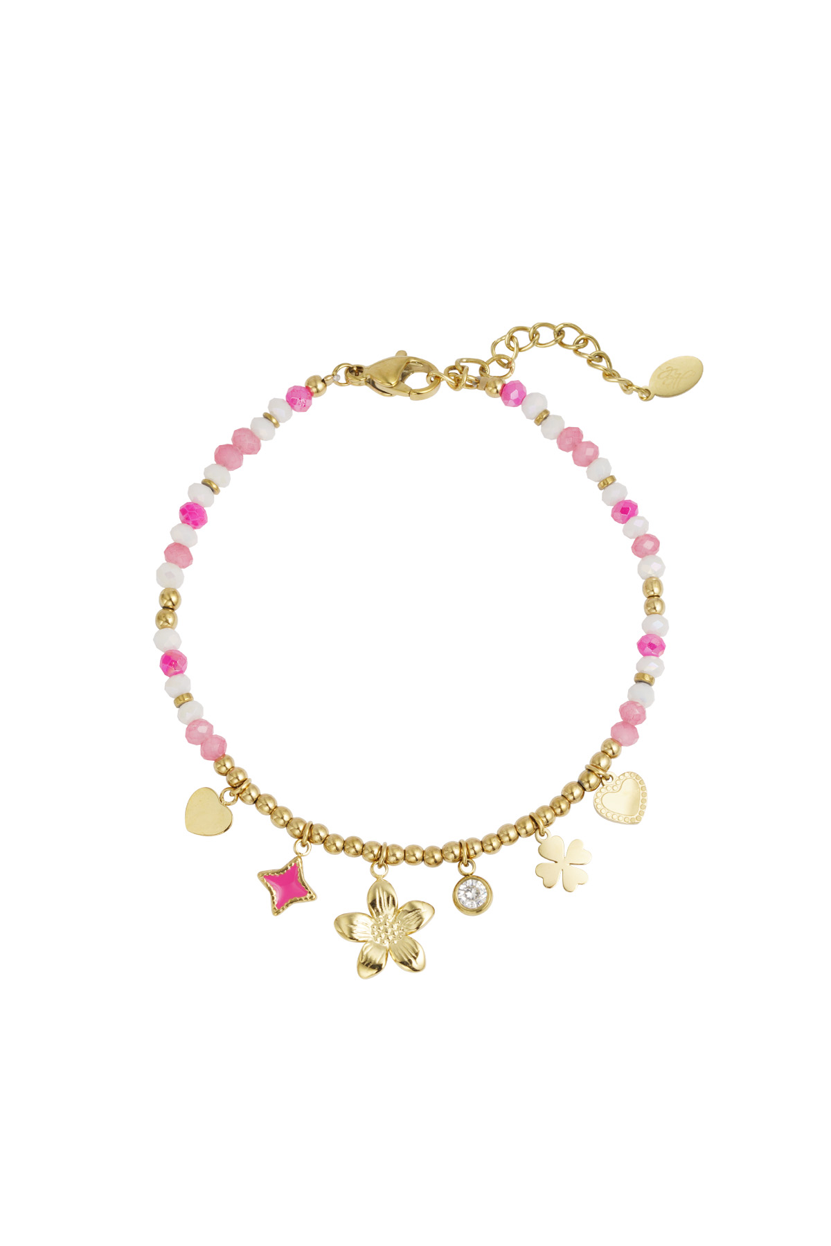 Kleurrijke armband summer lover - roze goud