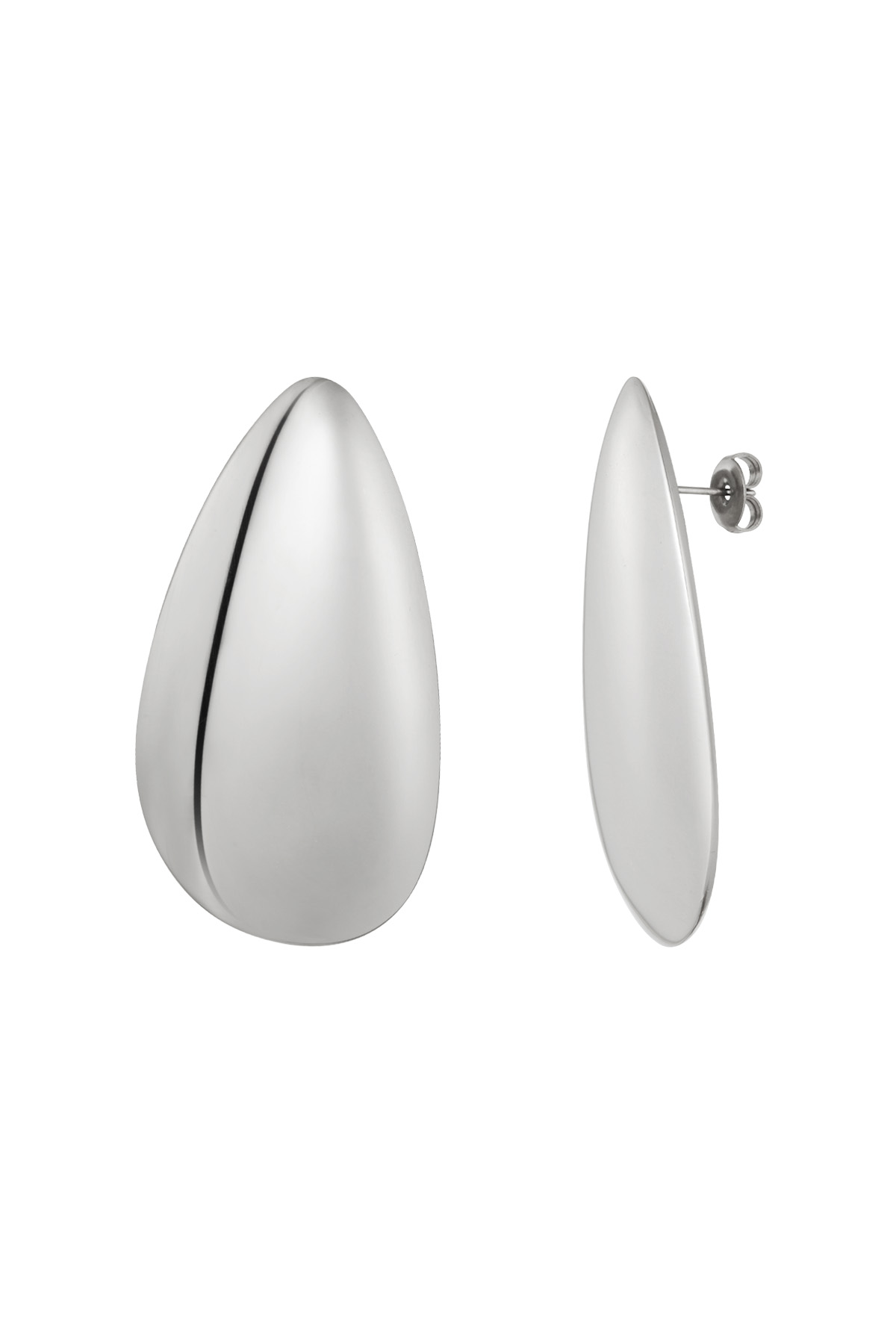 Flat drop earrings - silver
