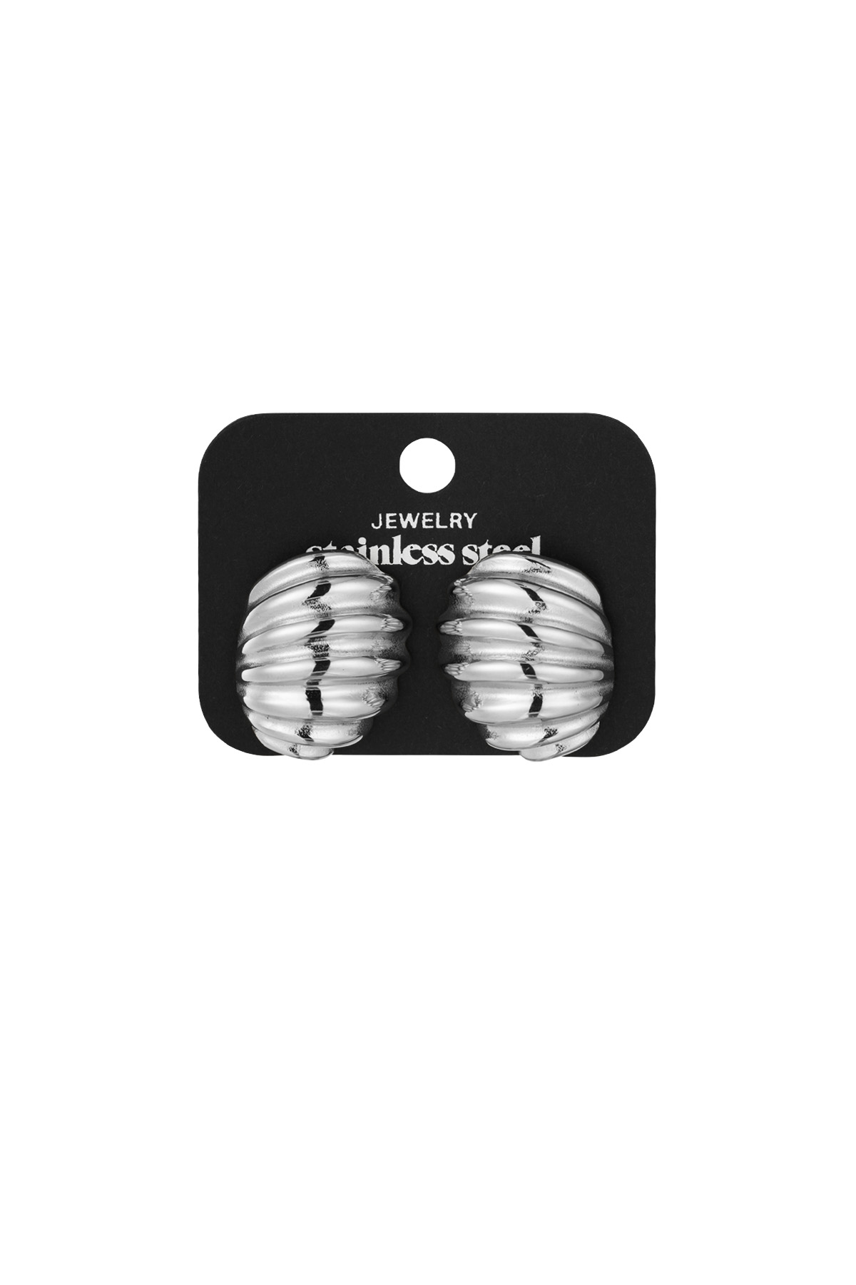 Earrings ribbed basic - silver h5 Picture3