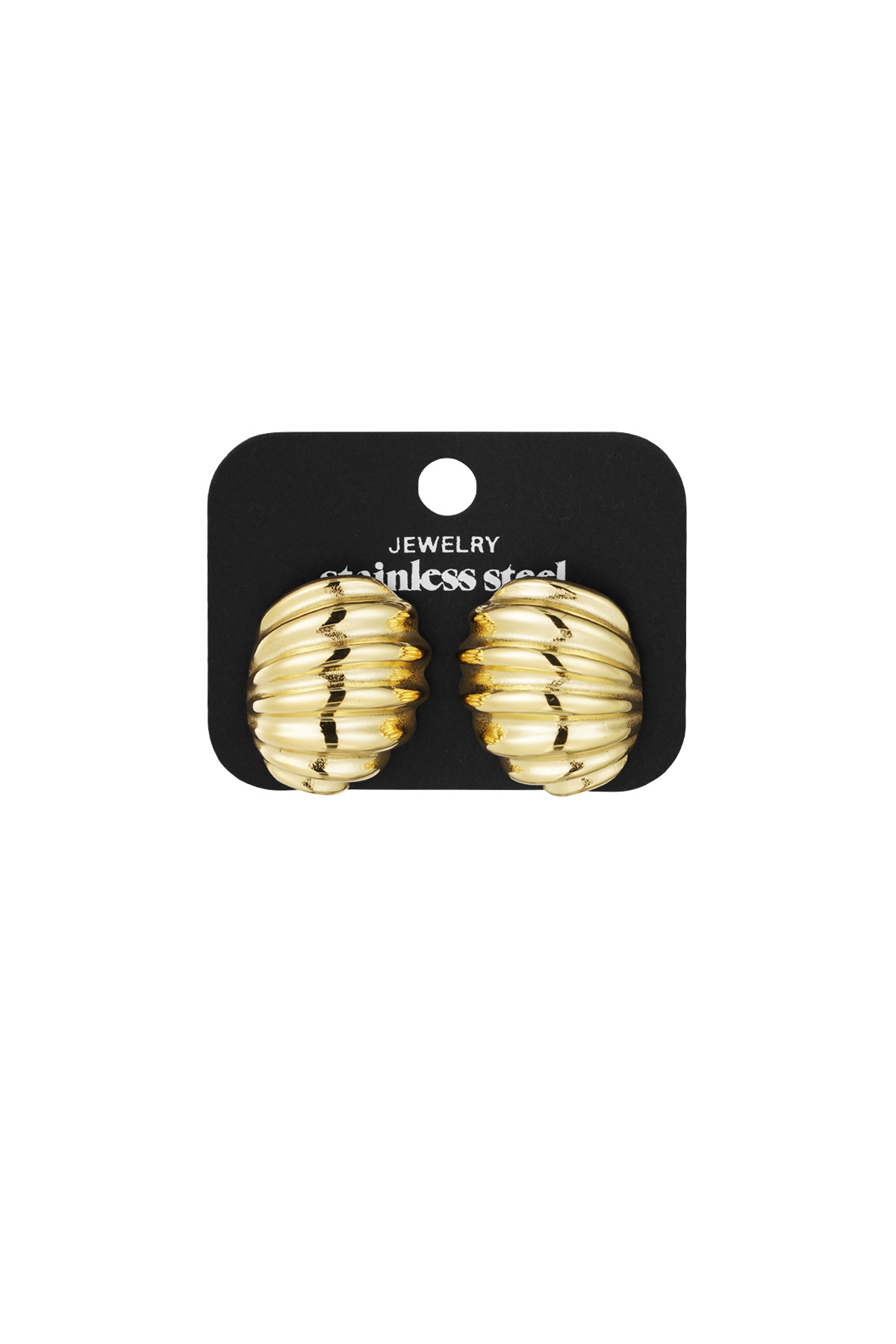 Earrings ribbed basic - gold h5 Picture3