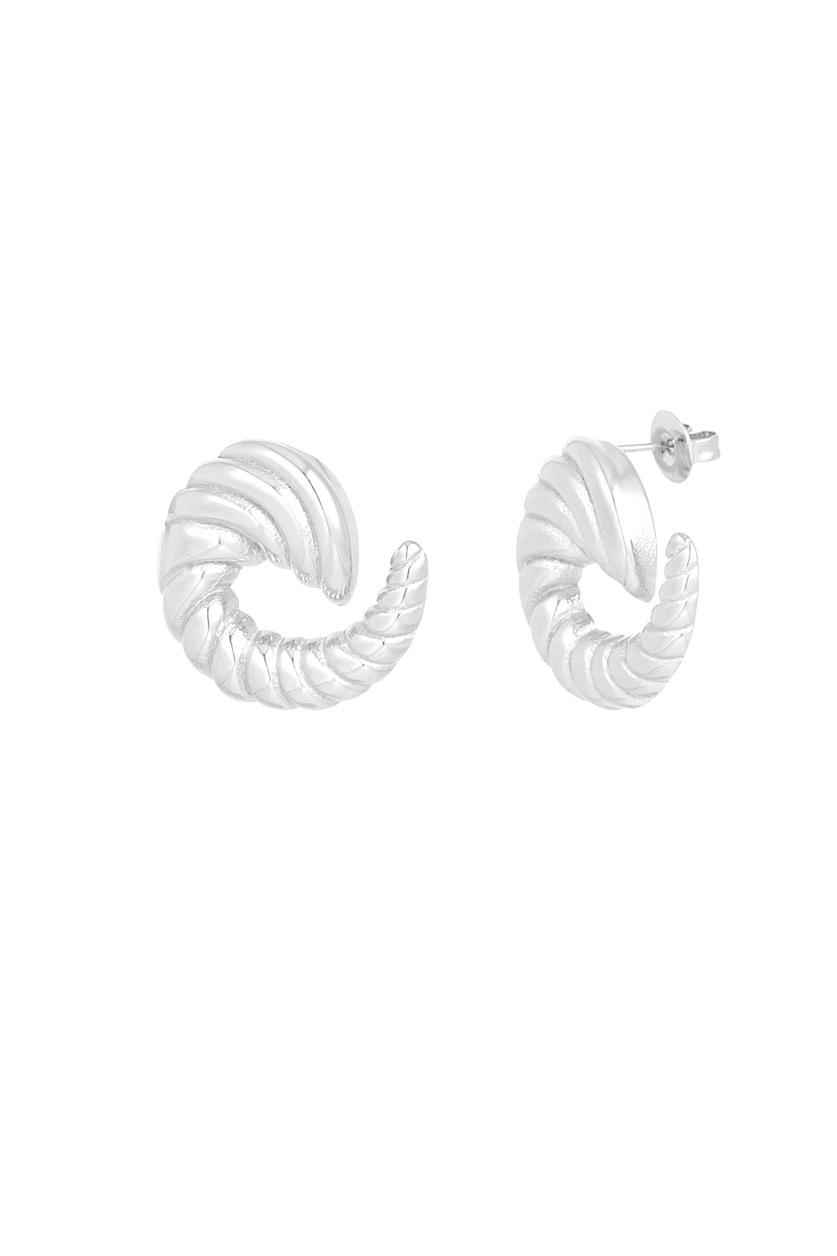 Boucles d'oreilles torsadées classiques - argent  h5 