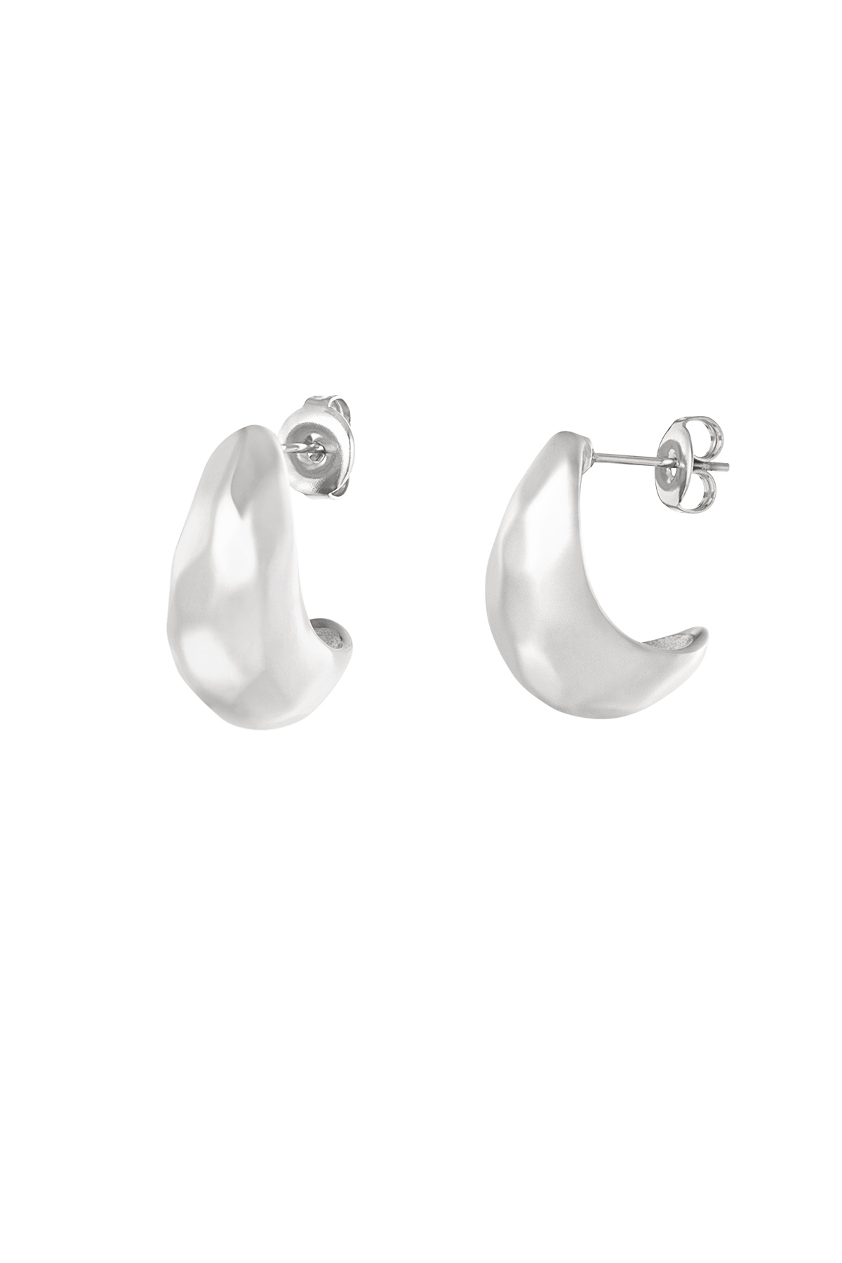 Structured moon earrings - silver  h5 