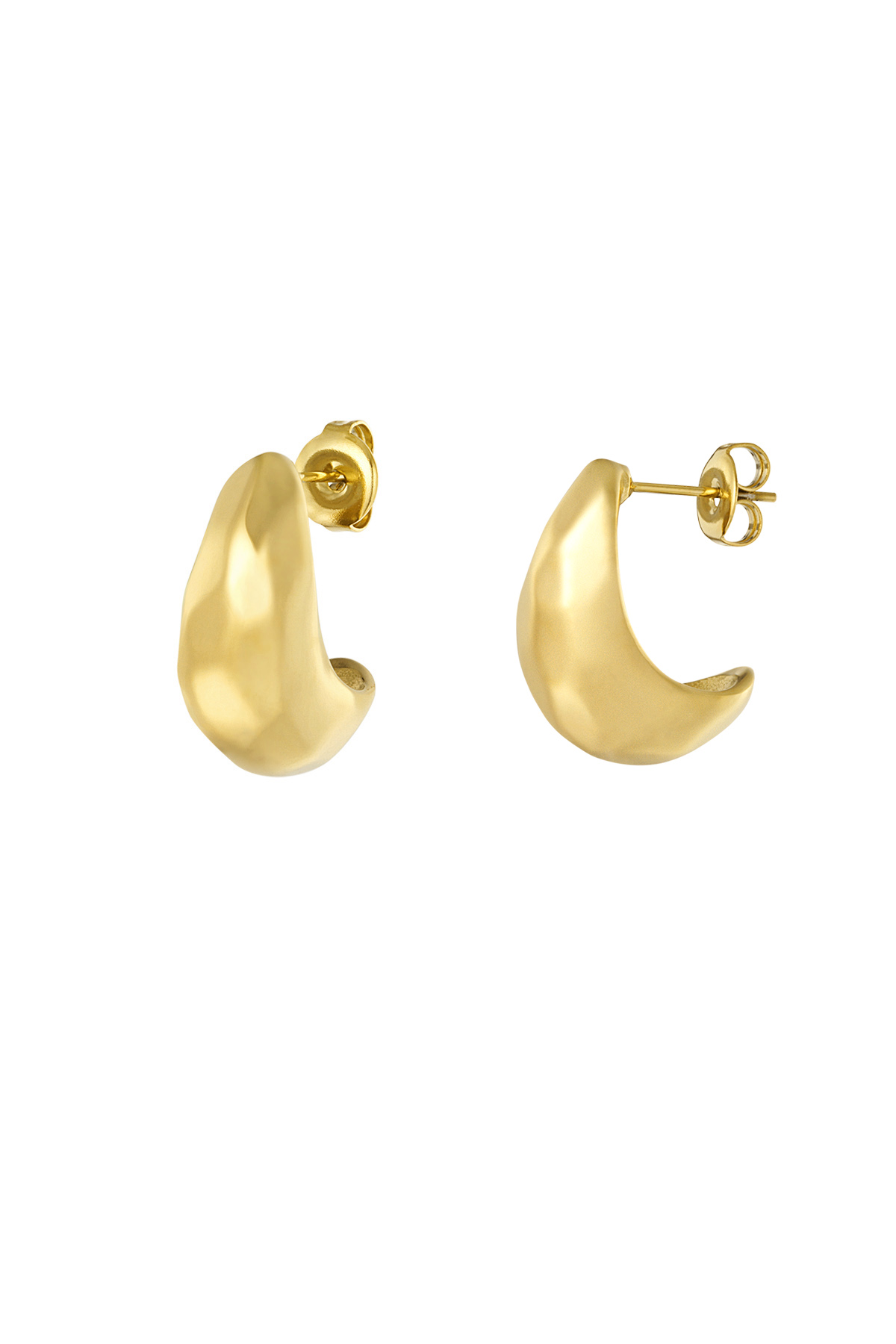 Structured moon earrings - gold  