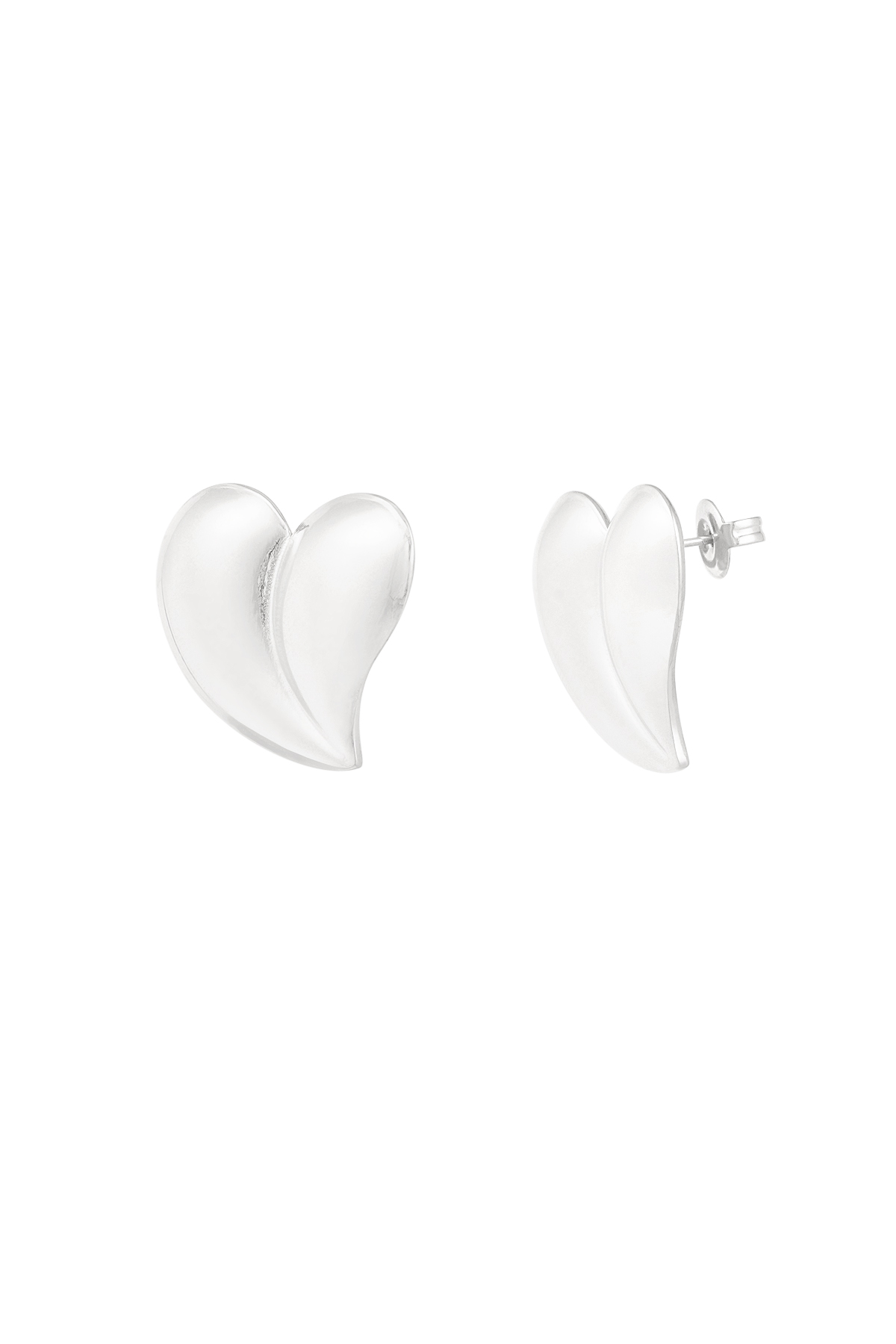 Boucles d'oreilles coeur chromé - argent h5 