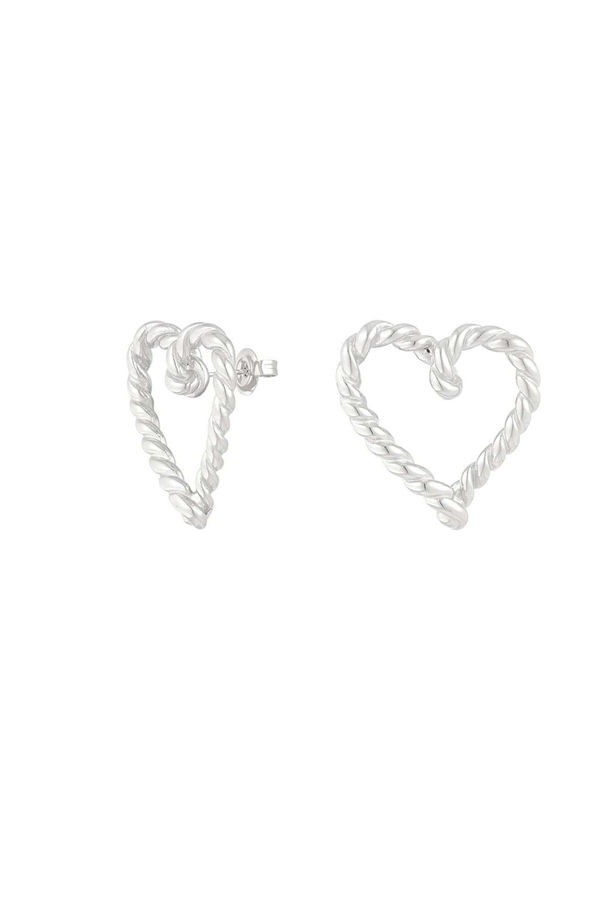 Boucles d'oreilles coeur torsadé - argent h5 