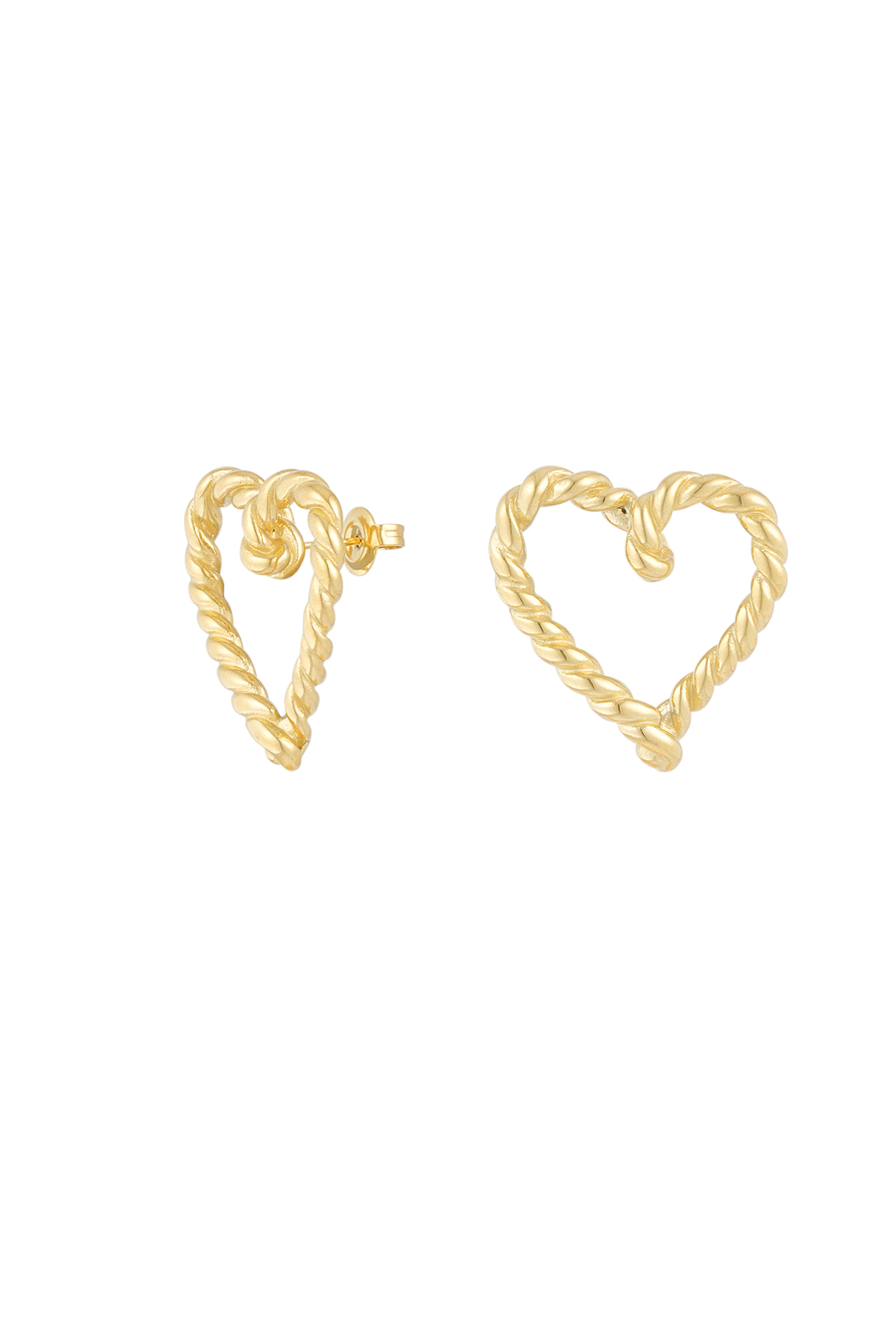 Twisted heart earrings - gold