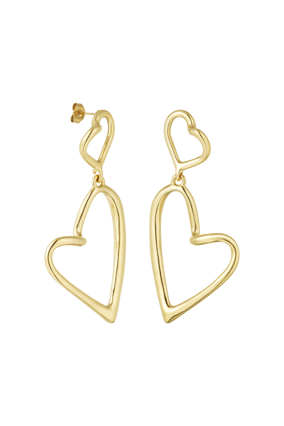 Double shaped heart earrings - Gold color