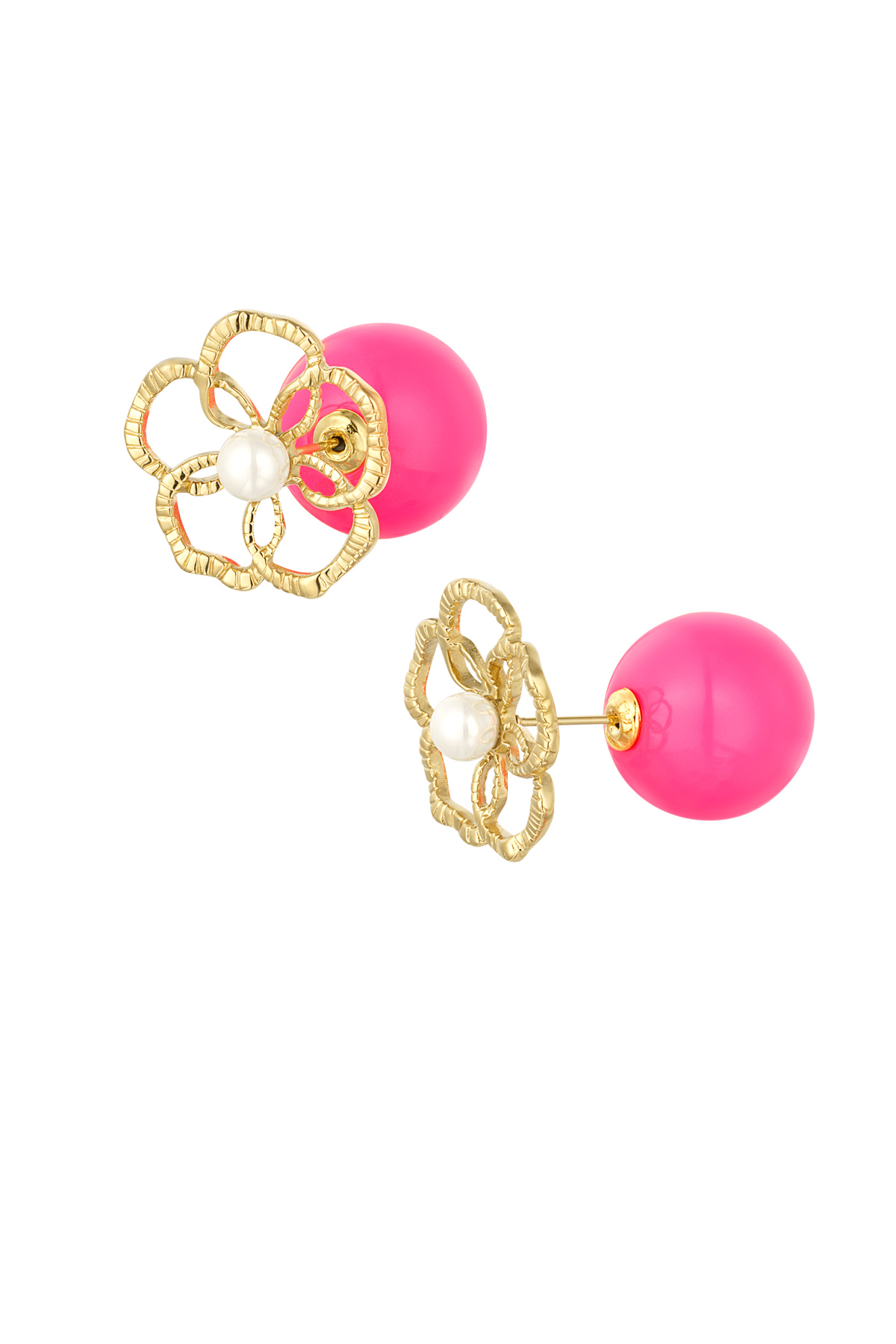 Boucles d'oreilles fleurs dos coloré - fuchsia h5 