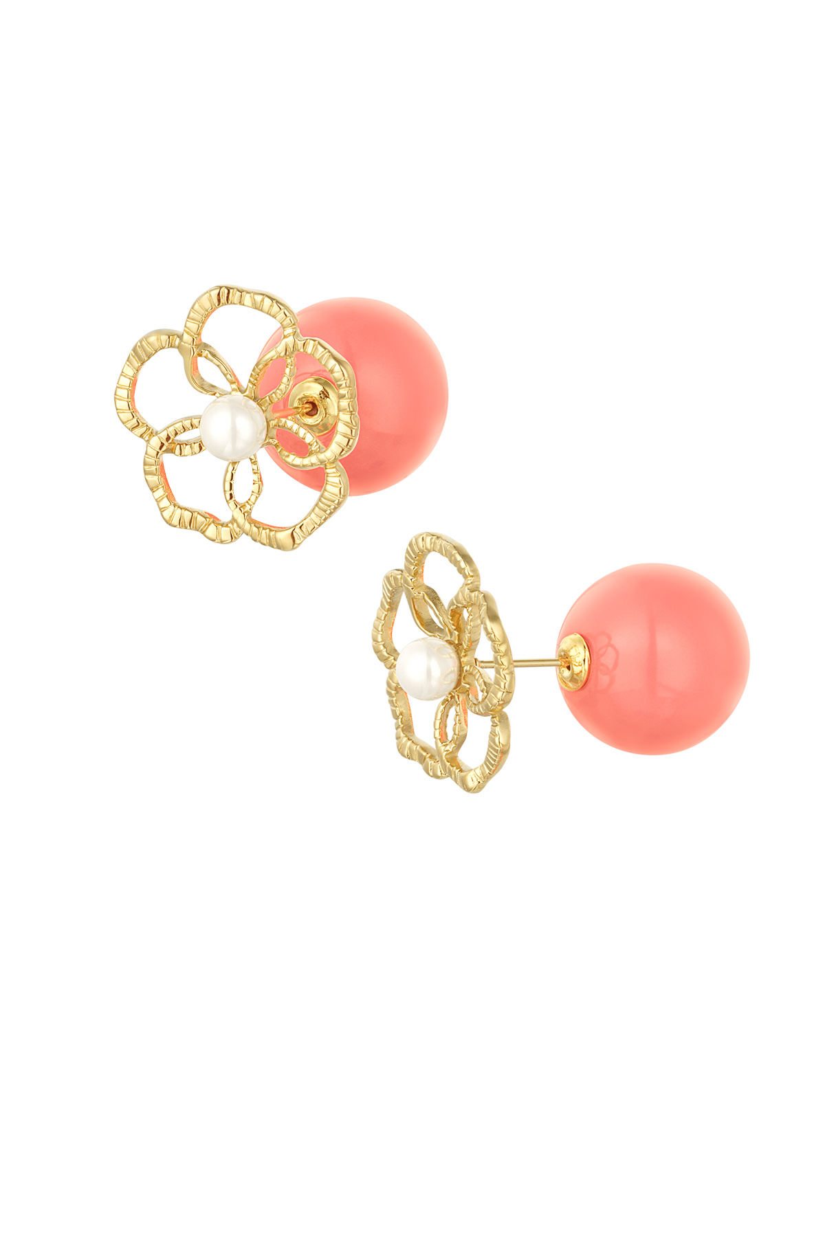 Flower earrings colored back - pink h5 