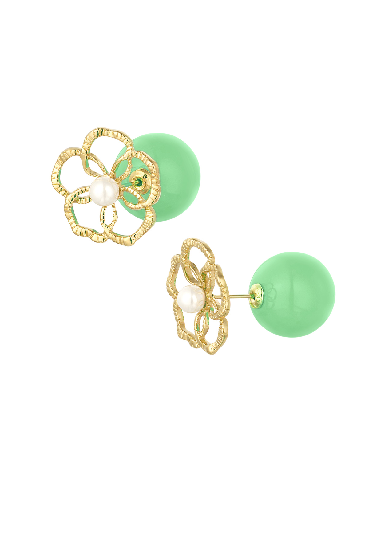 Boucles d'oreilles fleurs dos coloré - vert h5 