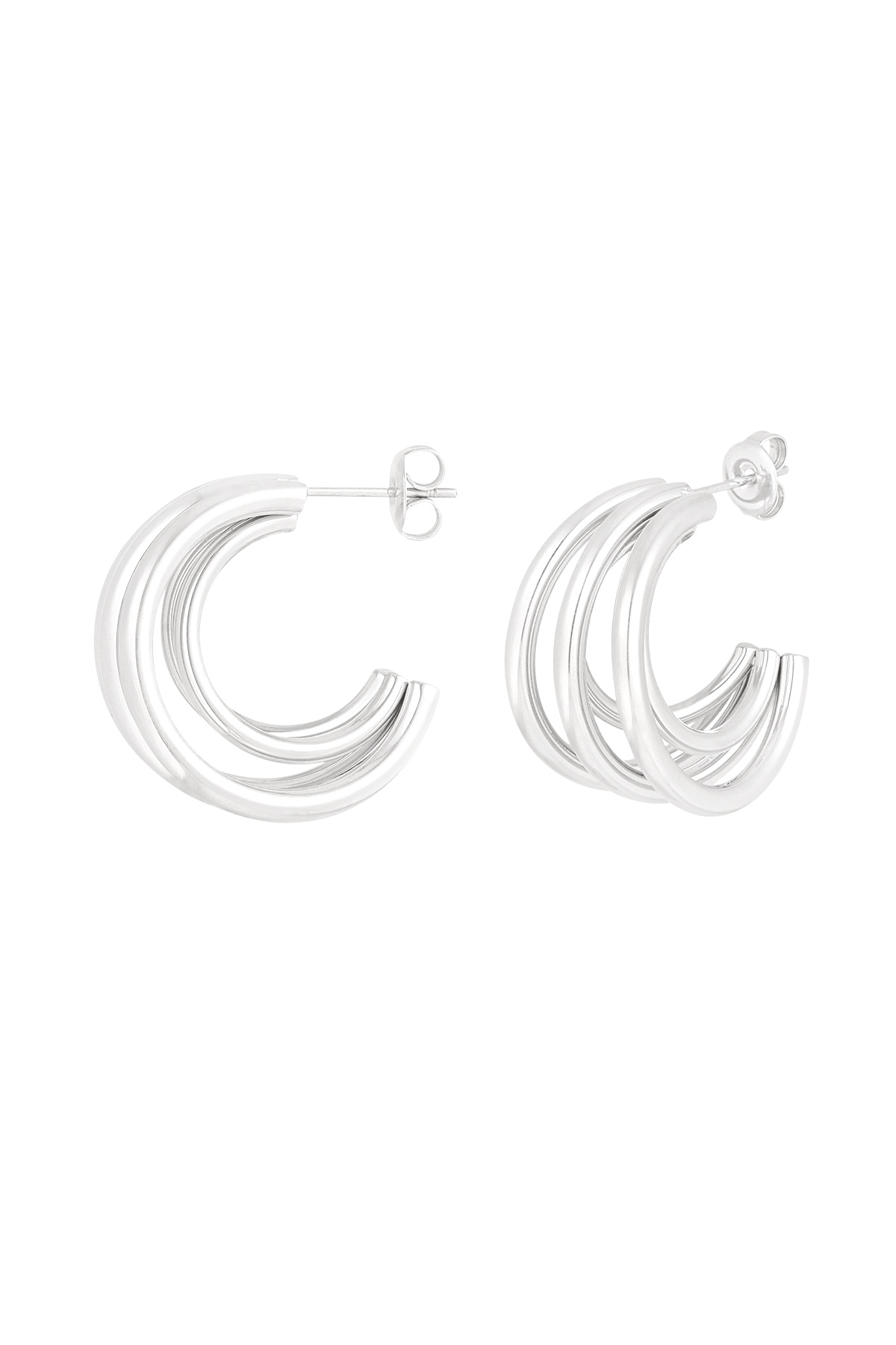 Double twisted love earrings - silver  h5 