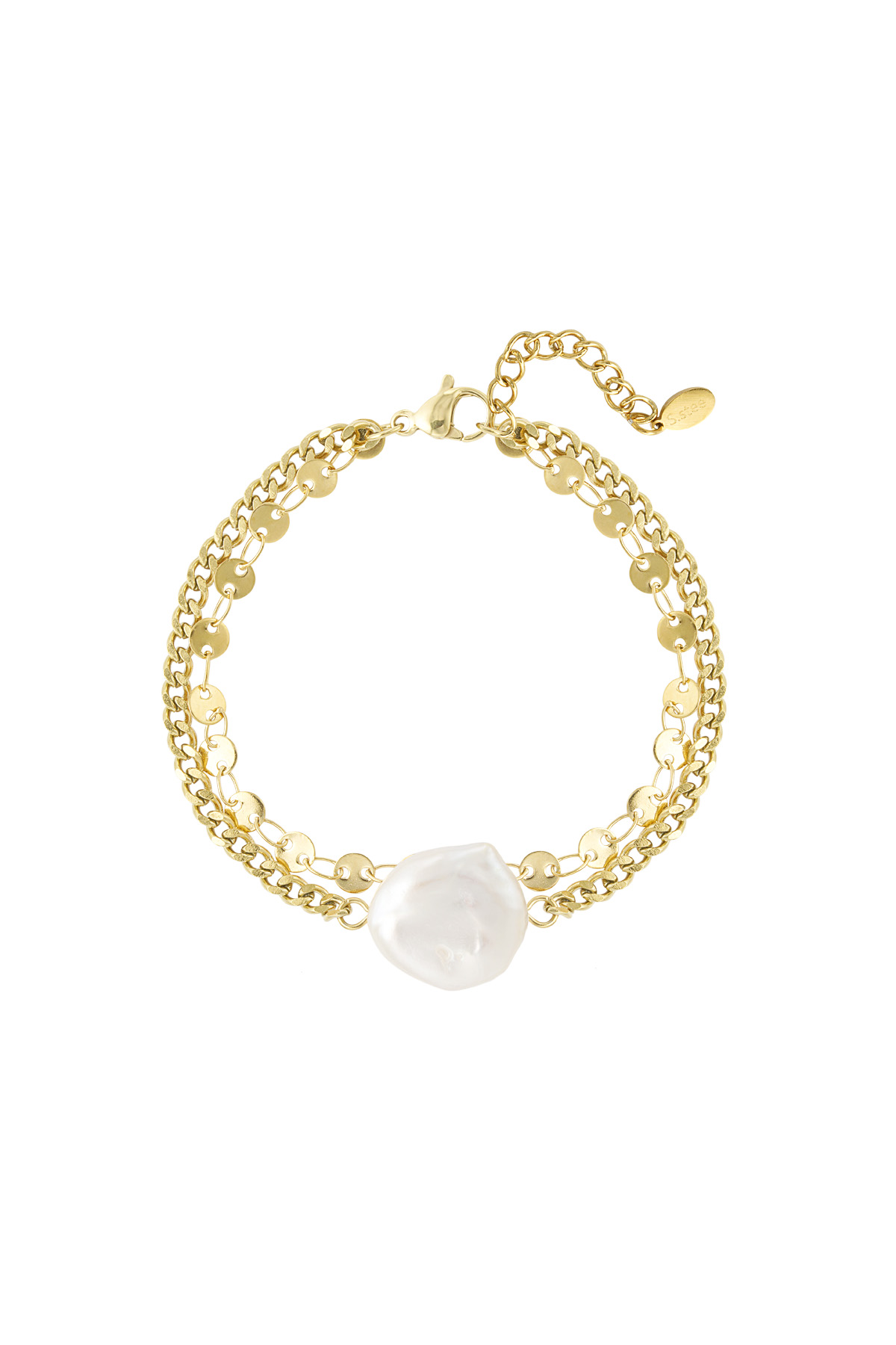 Bracelet statement pearl - Gold color