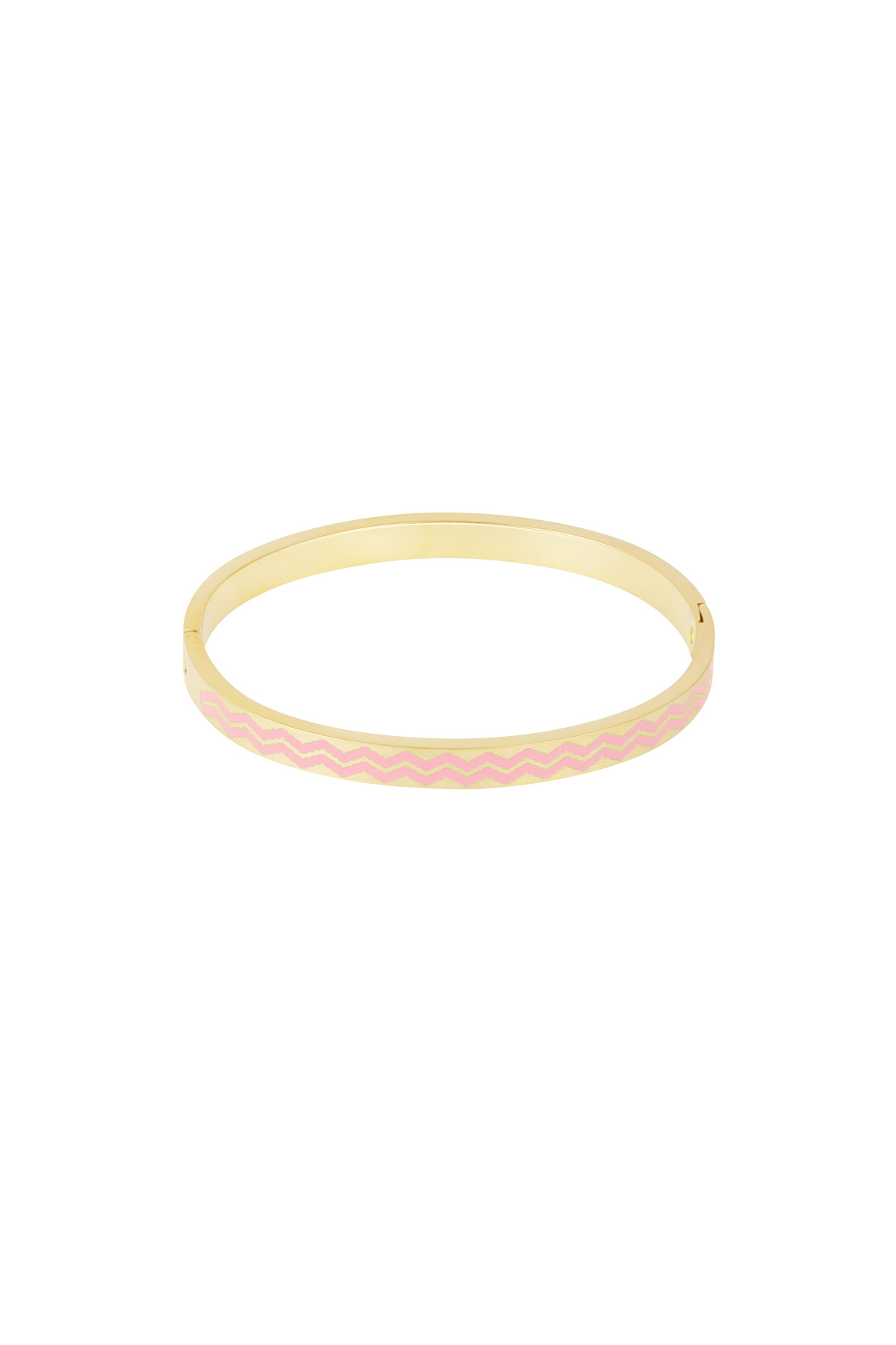 Bracelet esclave imprimé vagues - rose/doré  h5 