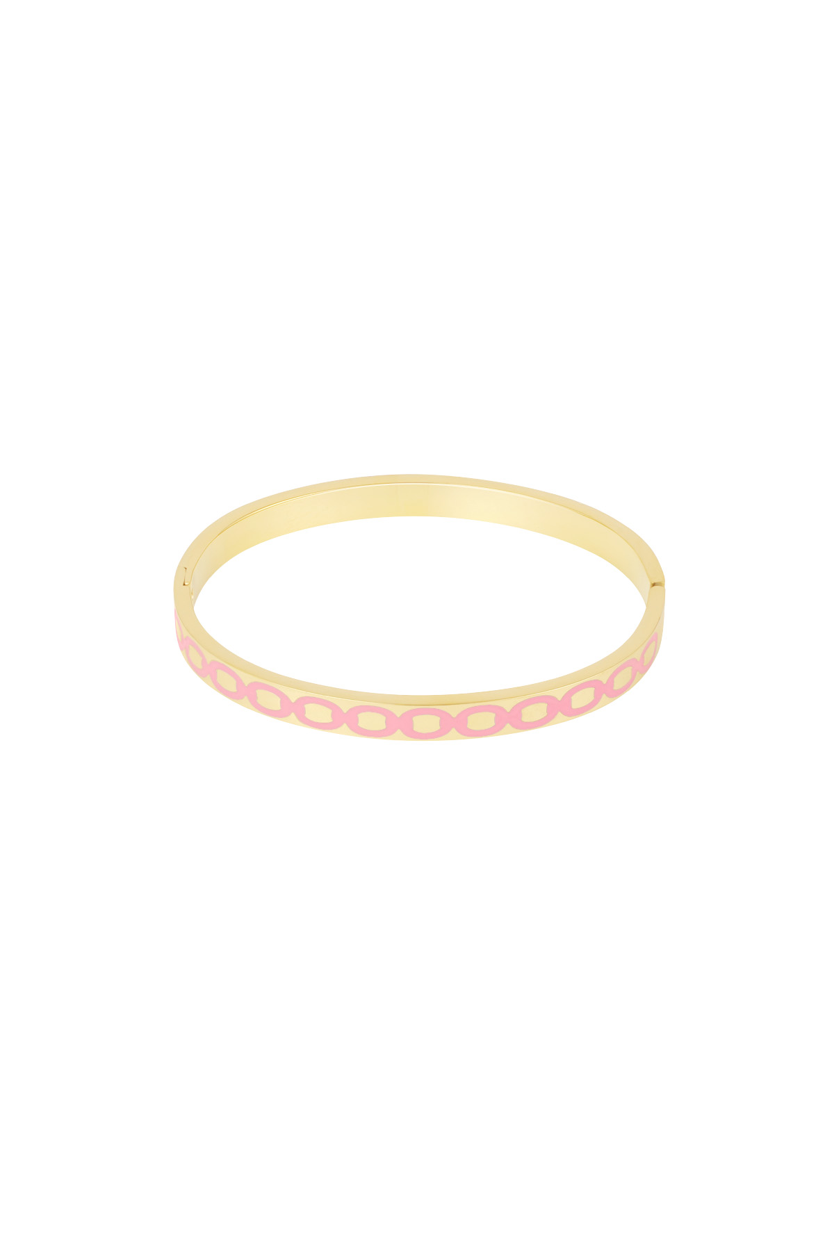 Slavenarmband met ronde print - roze/goud  h5 