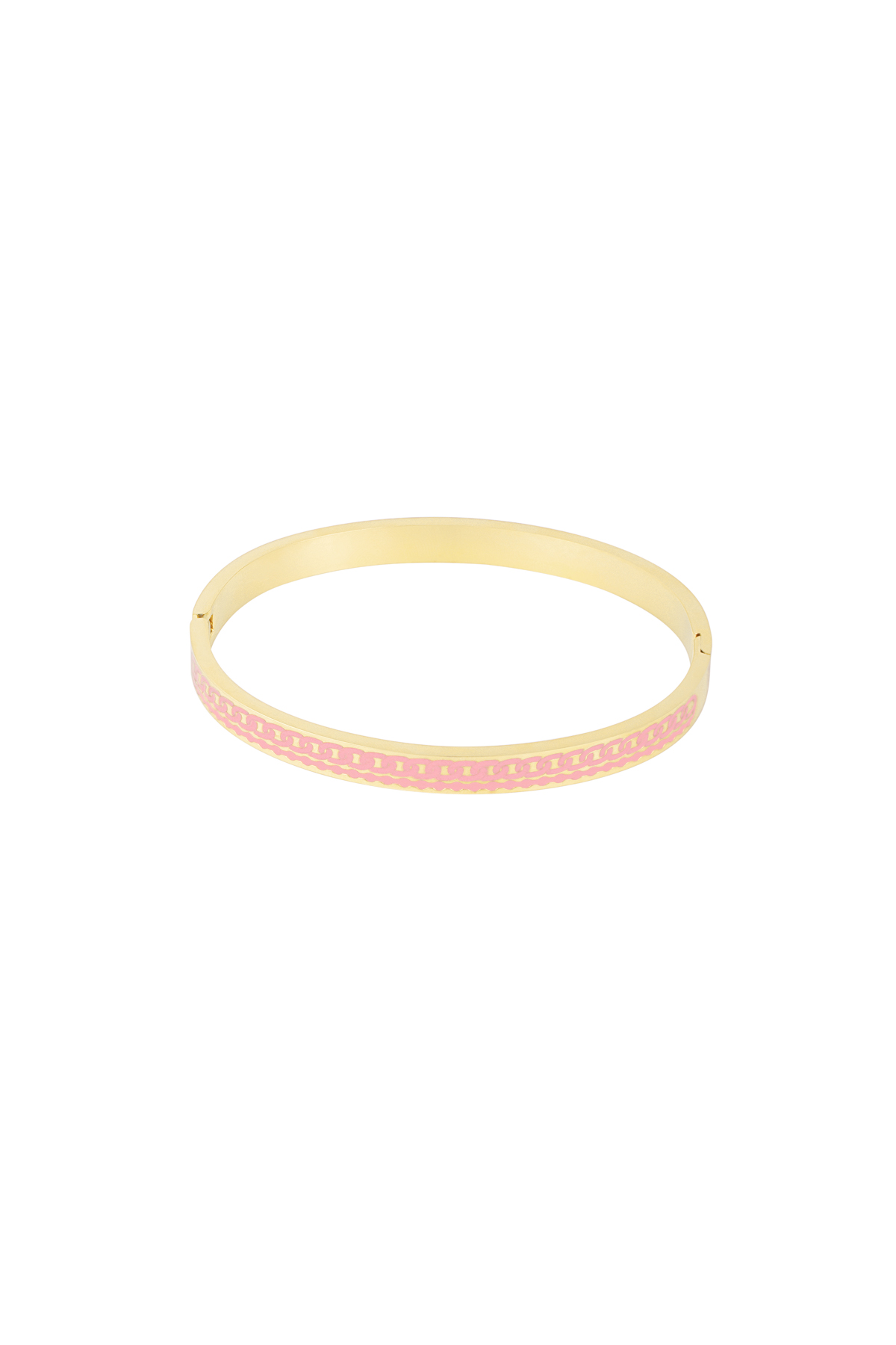 Bracciale rigido colorato - rosa/oro 