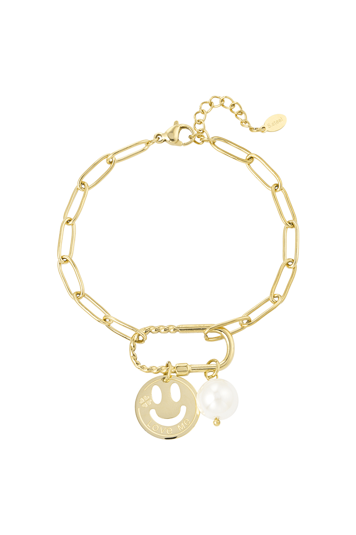 Pulsera de eslabones Smiley - oro 