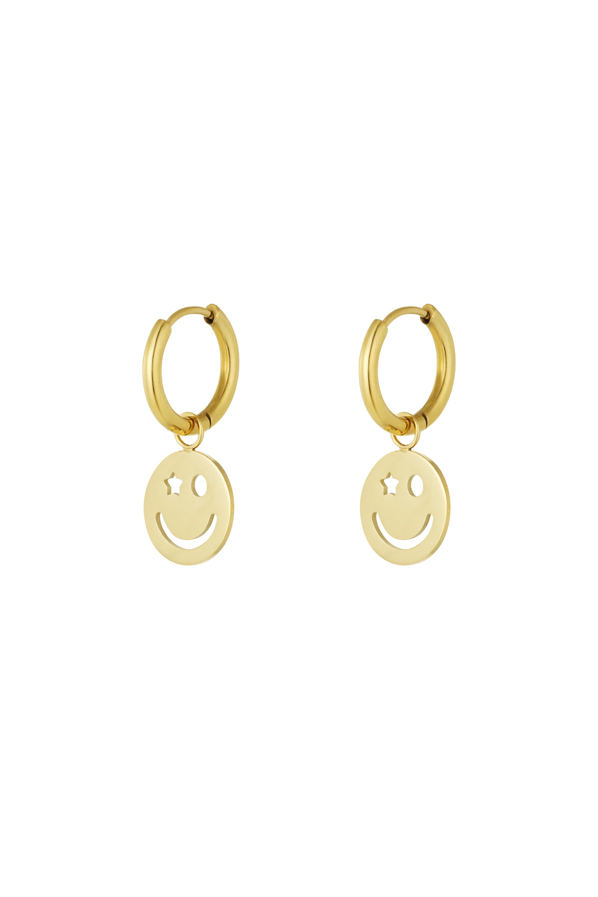 Earrings be happy smiley - gold h5 