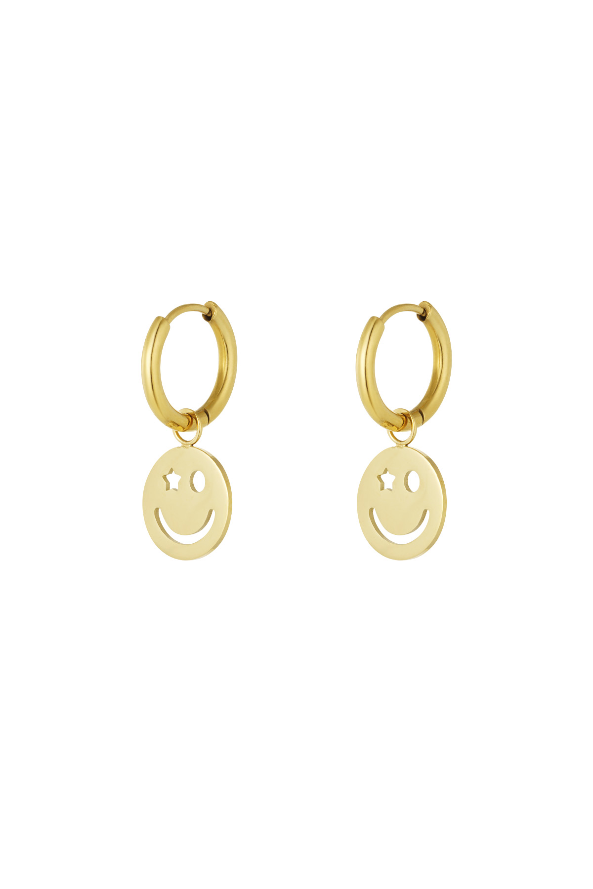 Earrings be happy smiley - Gold color