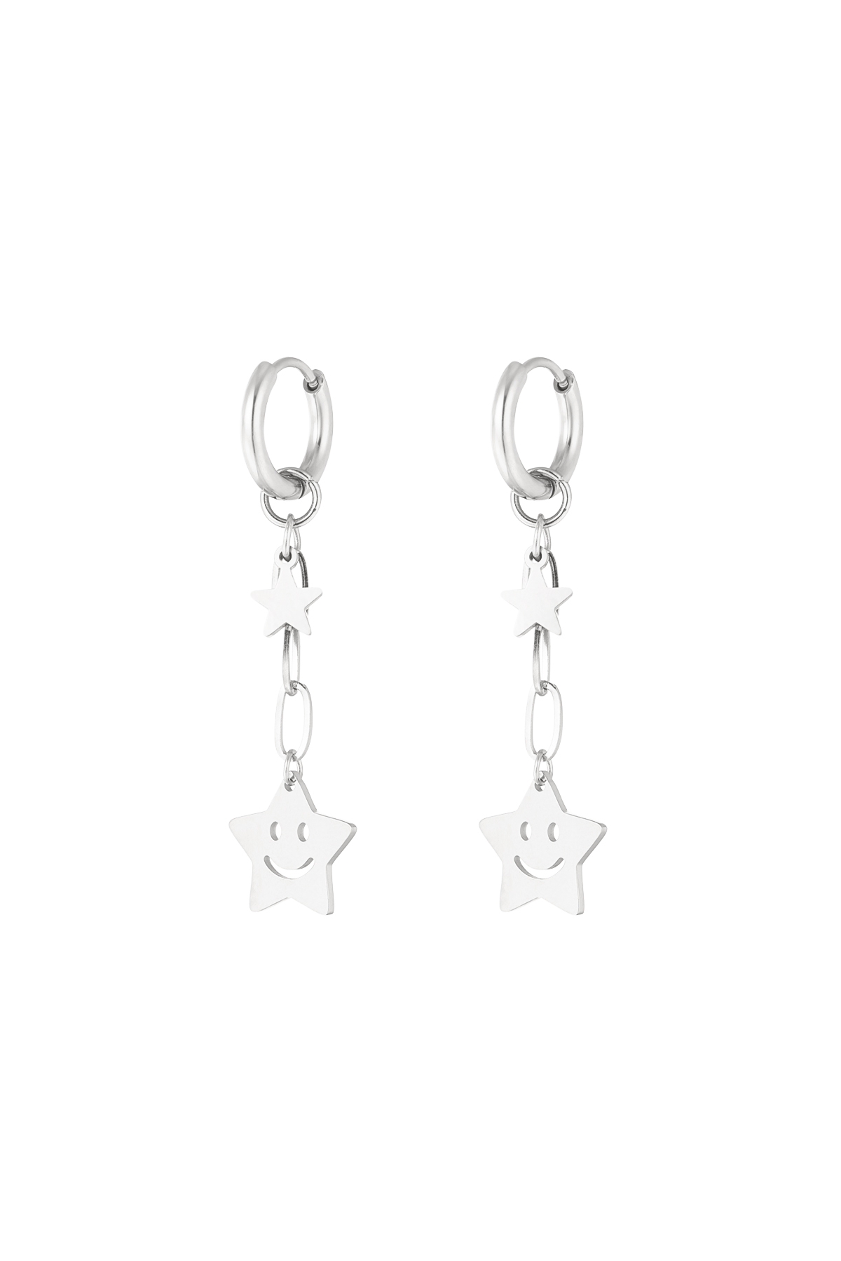 Happy star earrings - silver  h5 