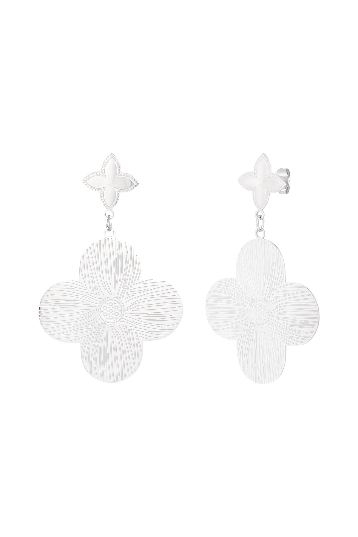 Earrings clover class - silver h5 