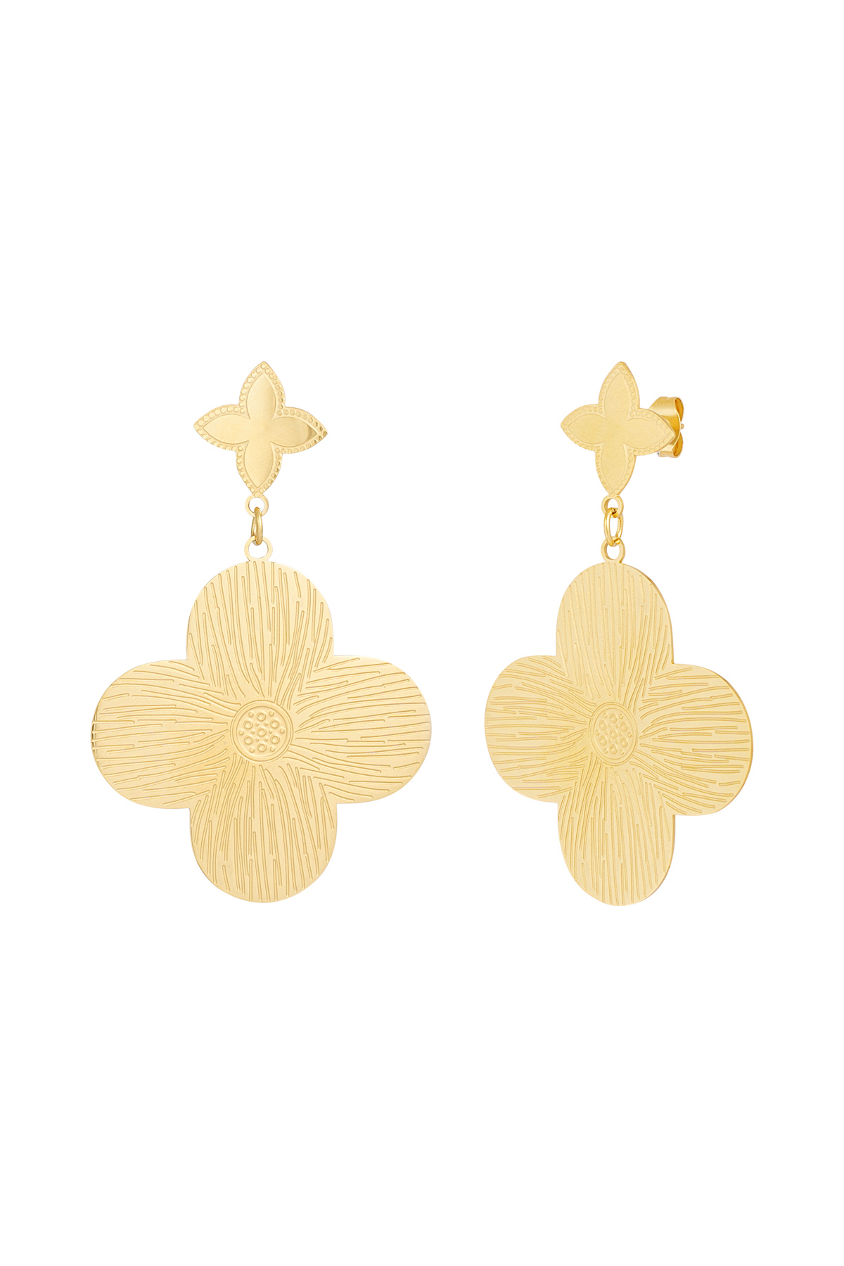 Earrings clover class - Gold color