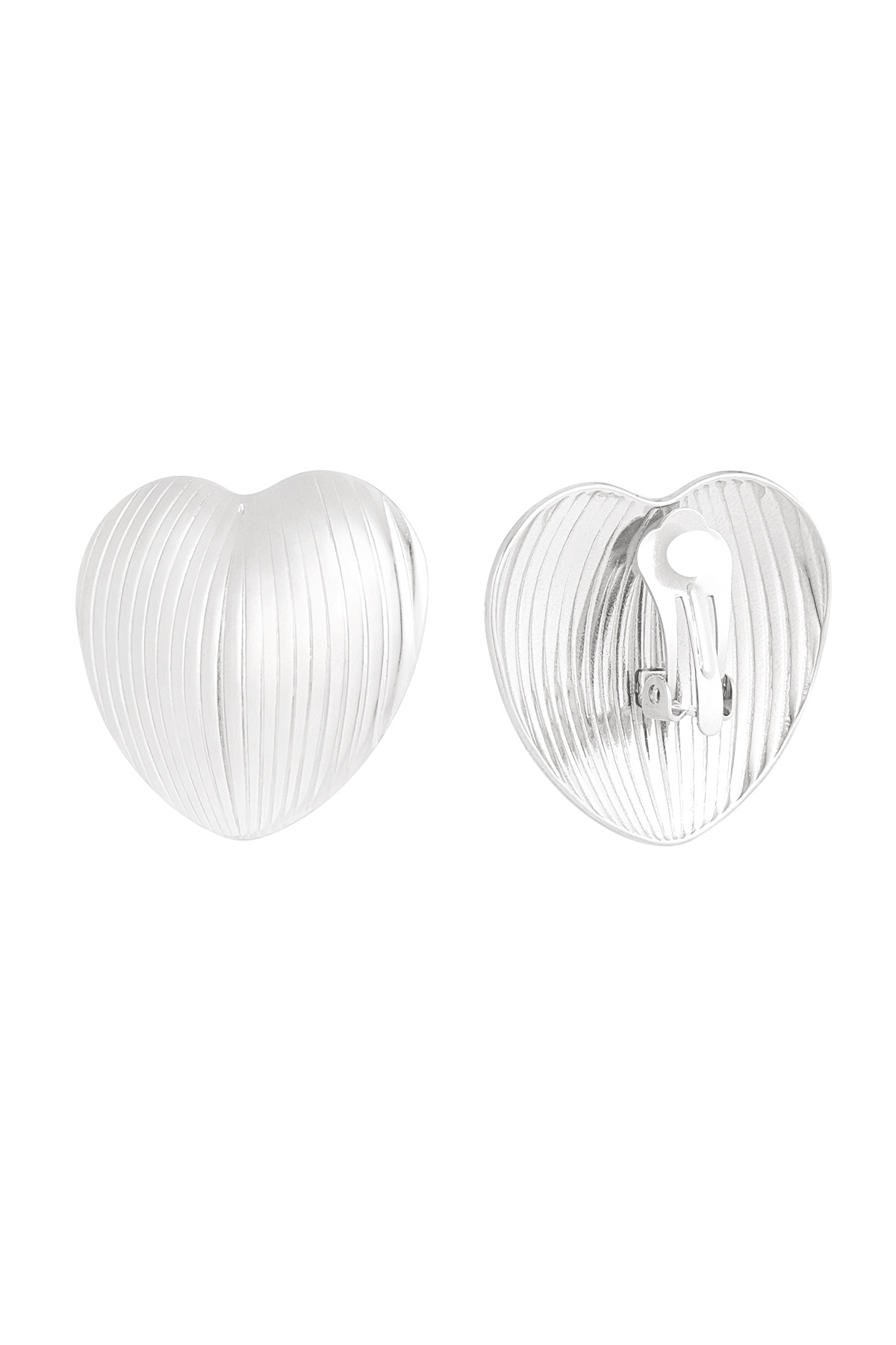 Clip earrings heart statement - silver h5 