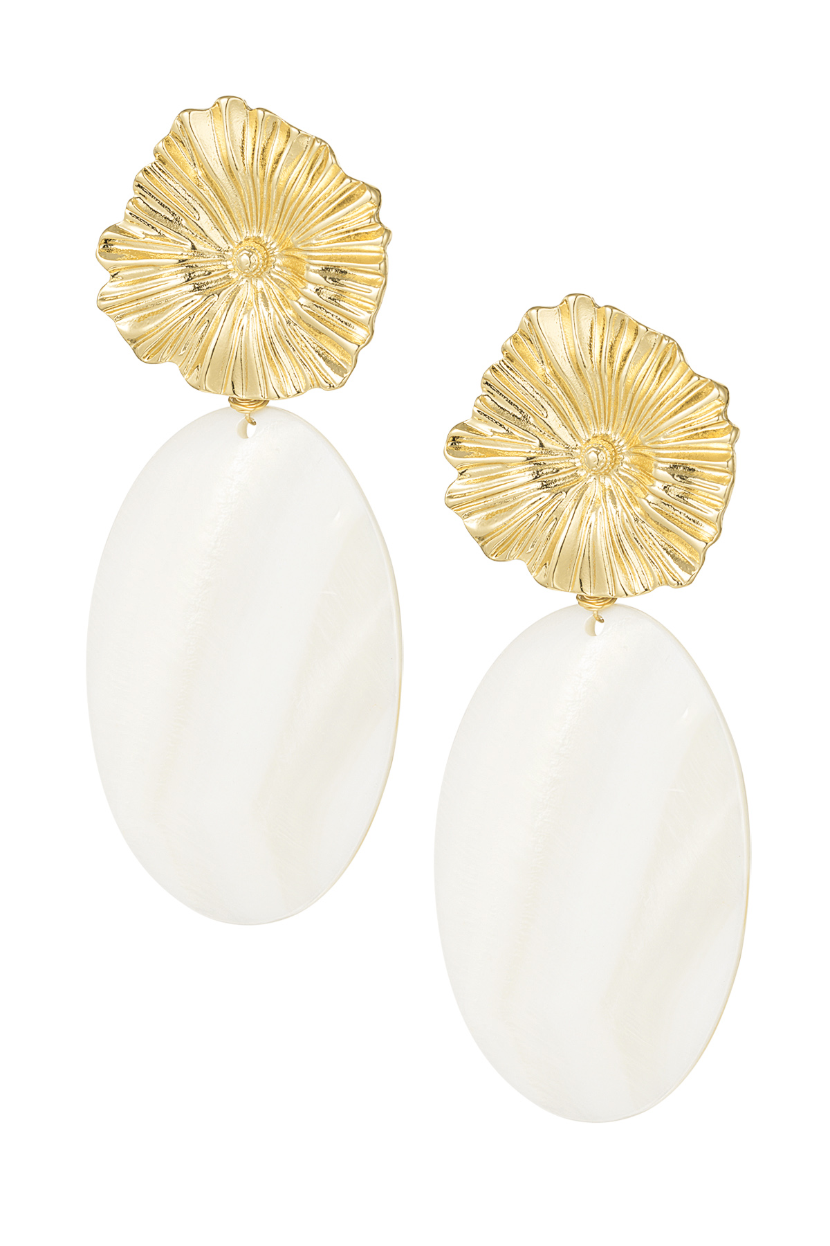 Boucles d'oreilles poshy fleur - or blanc h5 