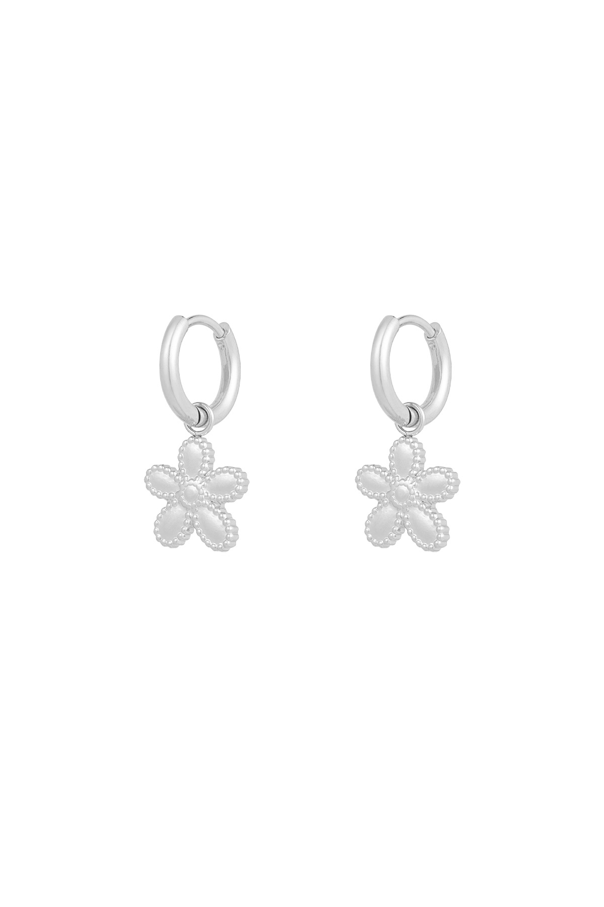 Pendientes simples de flores - plata h5 