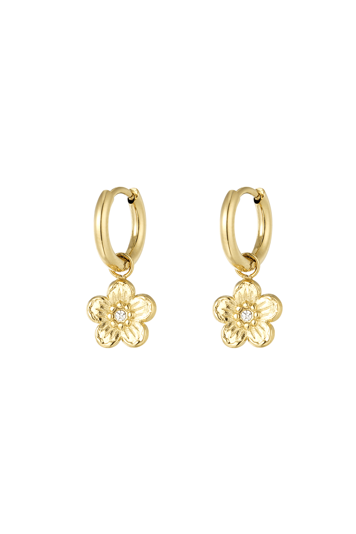 Pendientes fiesta flores - oro h5 