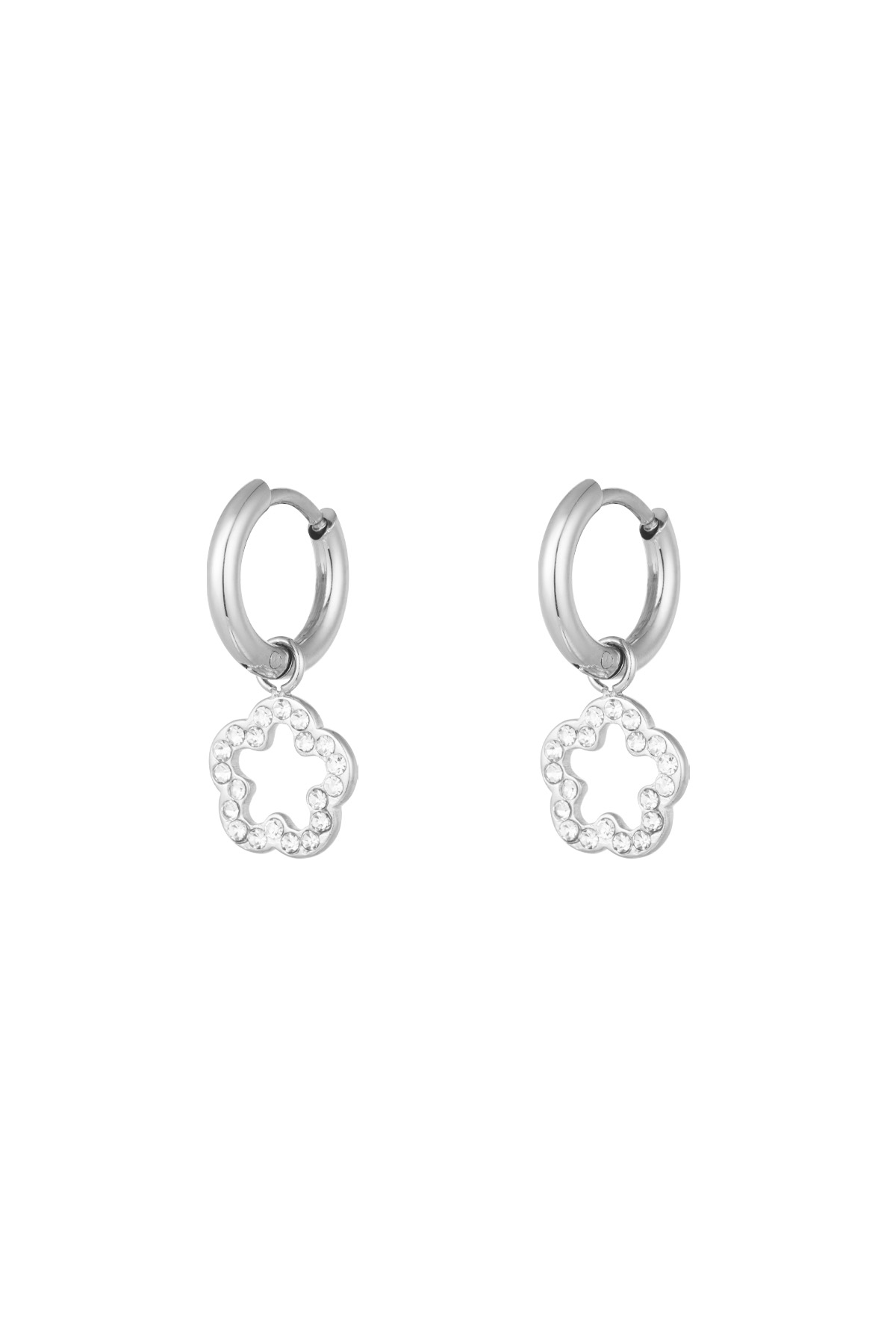 Pendientes flor brillante - plata h5 