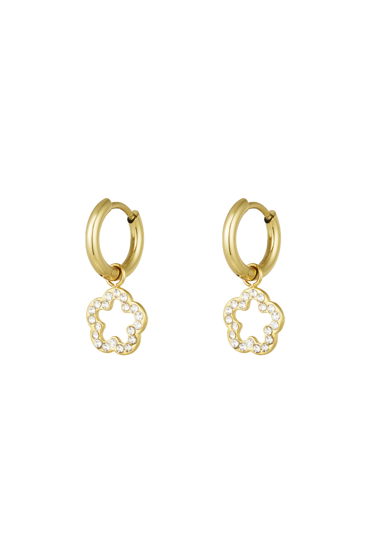 Pendientes flor brillante - oro h5 