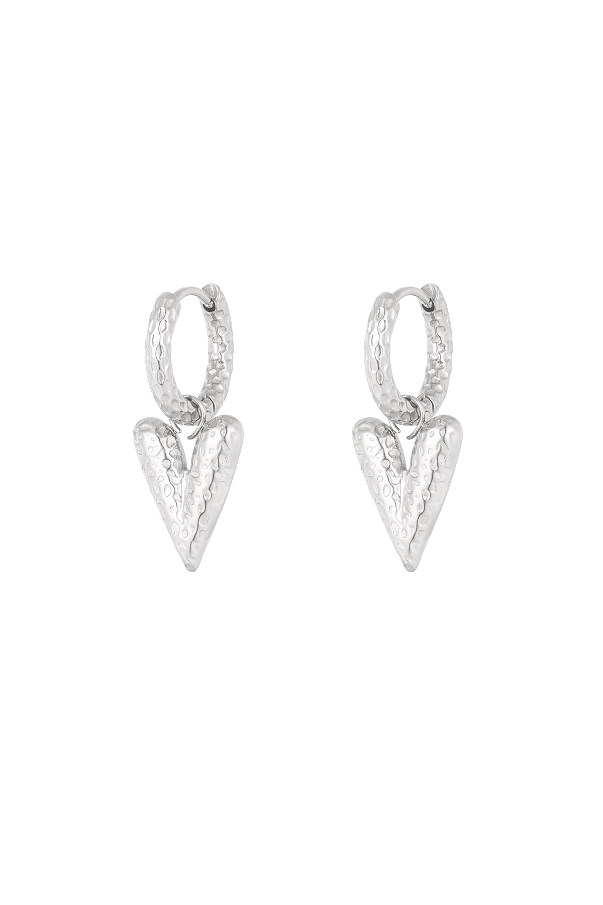 Love on top earrings with structure - silver  