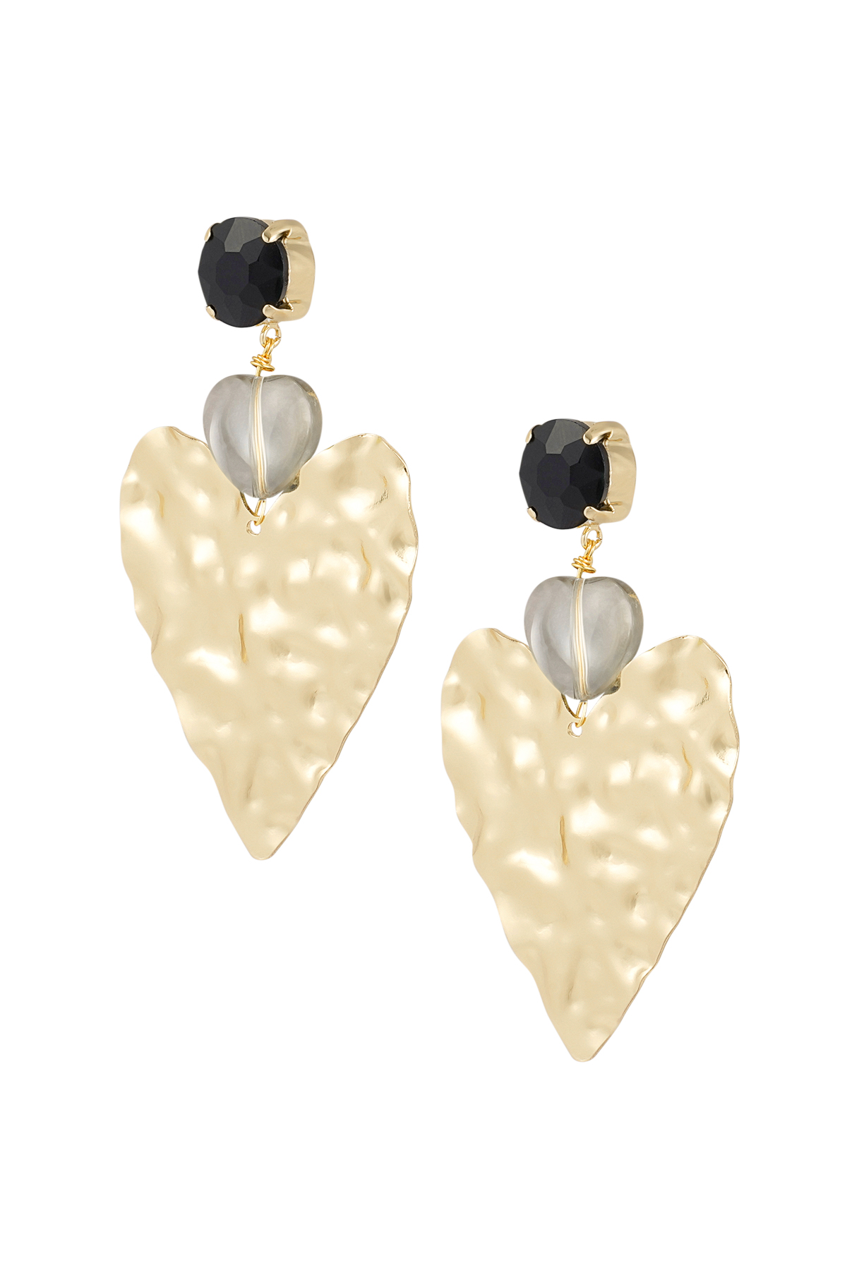 Big love statement earrings - black/gold 