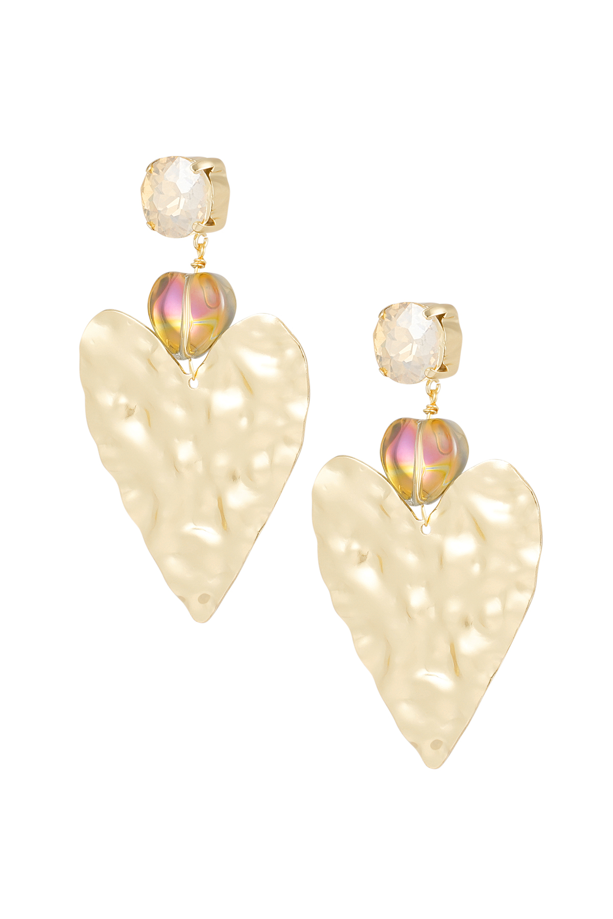 Big love statement earrings - pink/Gold color  2