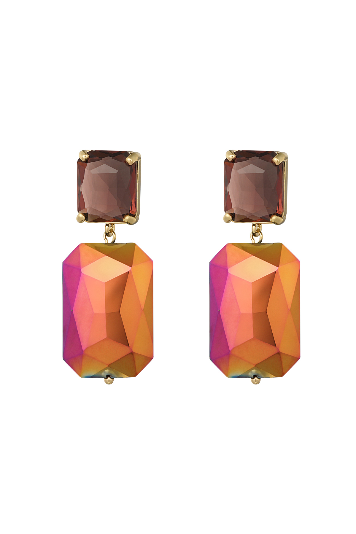 Boucles d'oreilles brillantes - marron h5 