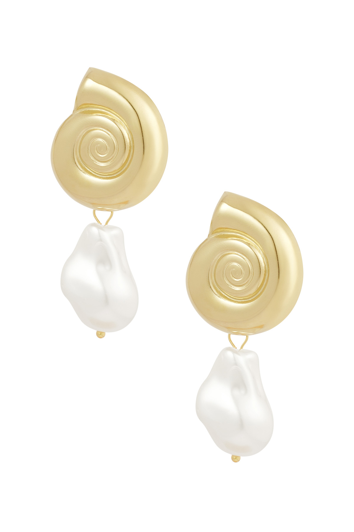 Boucles d'oreilles perle coquillage - doré h5 