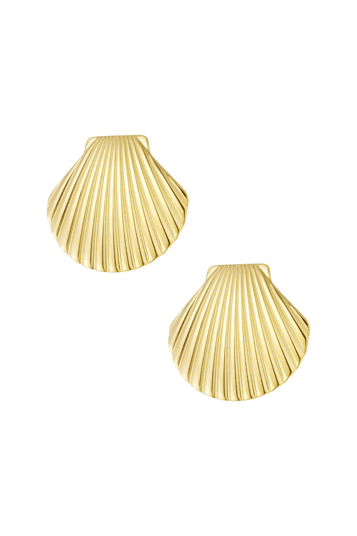 Shell statement earrings - gold
