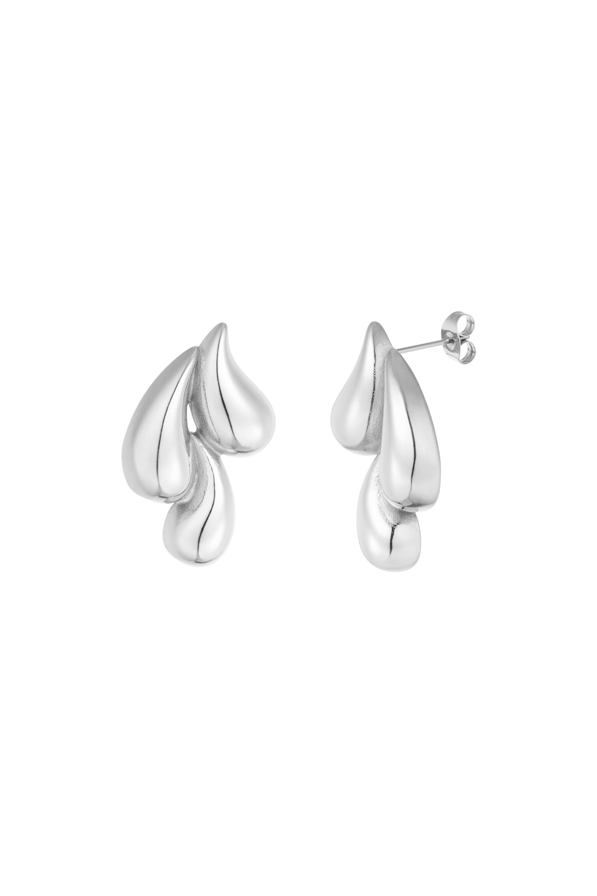 Earrings triple drip - silver h5 