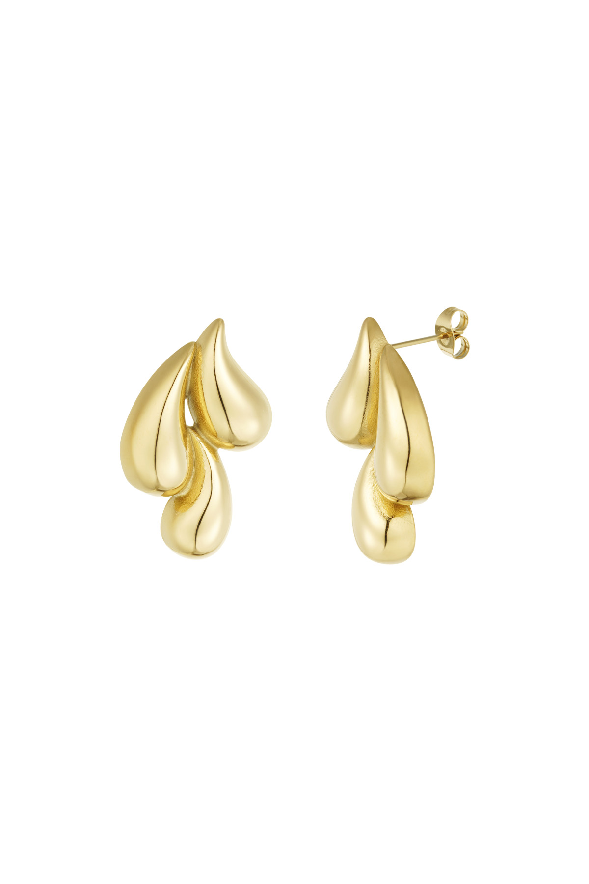 Earrings triple drip - gold h5 