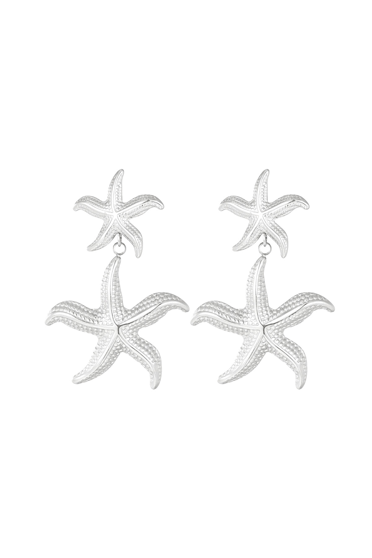 Pendientes doble estrella de mar - plata h5 