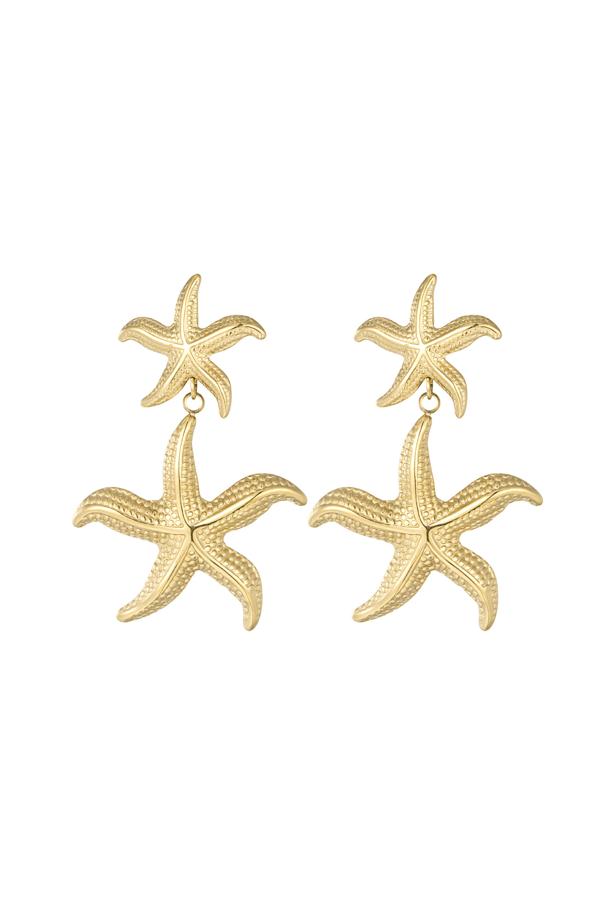 Pendientes doble estrella de mar - oro