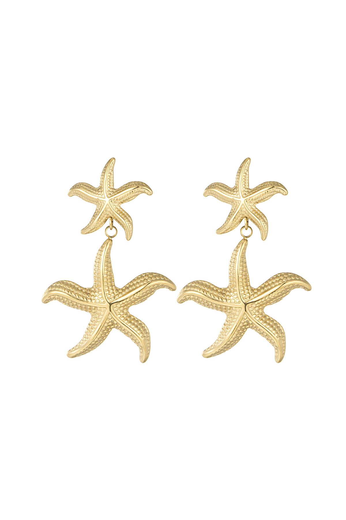 Pendientes doble estrella de mar - oro h5 